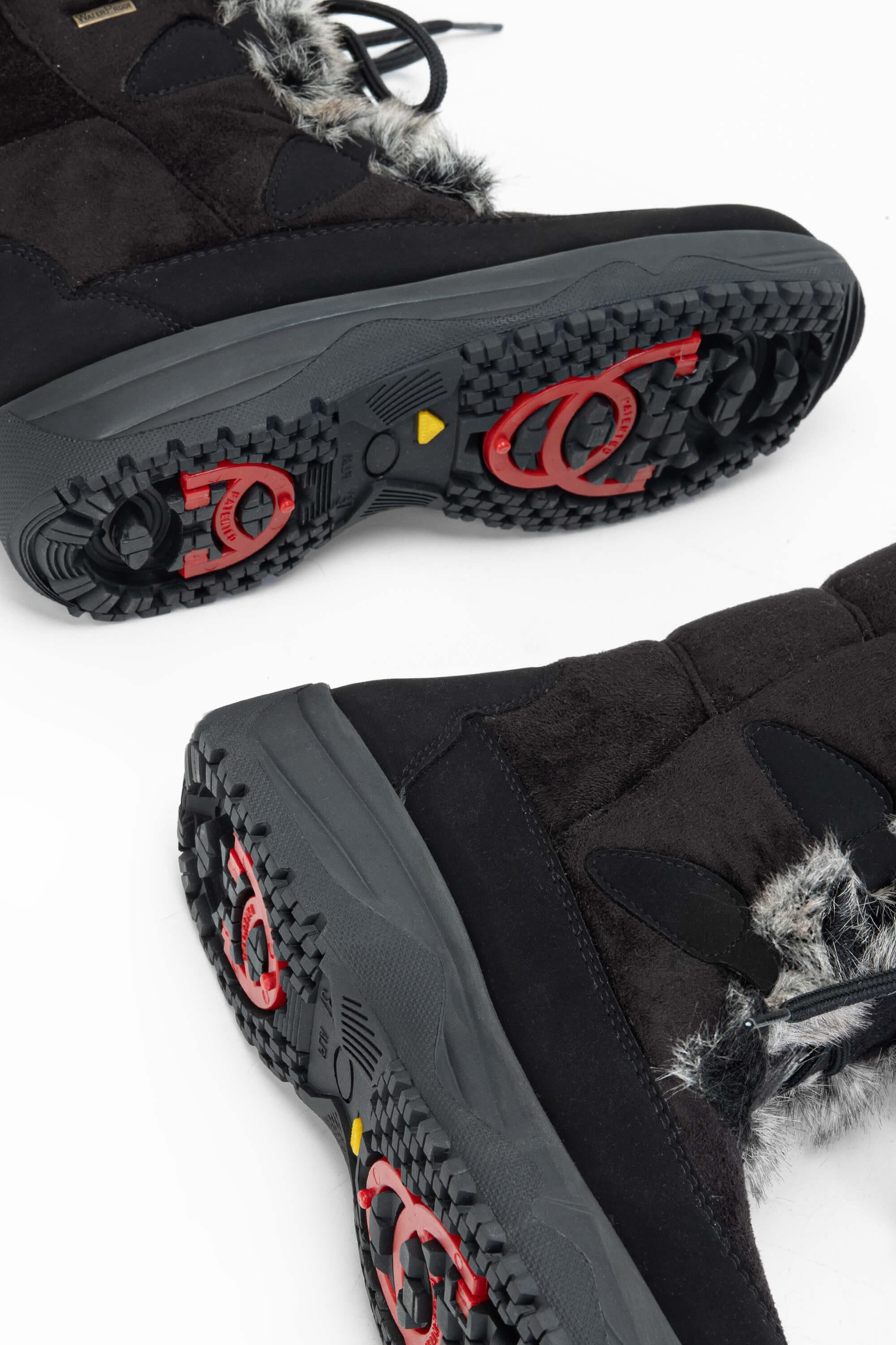 OTHREE Kadın Deri & Tekstil Siyah Kar Botu