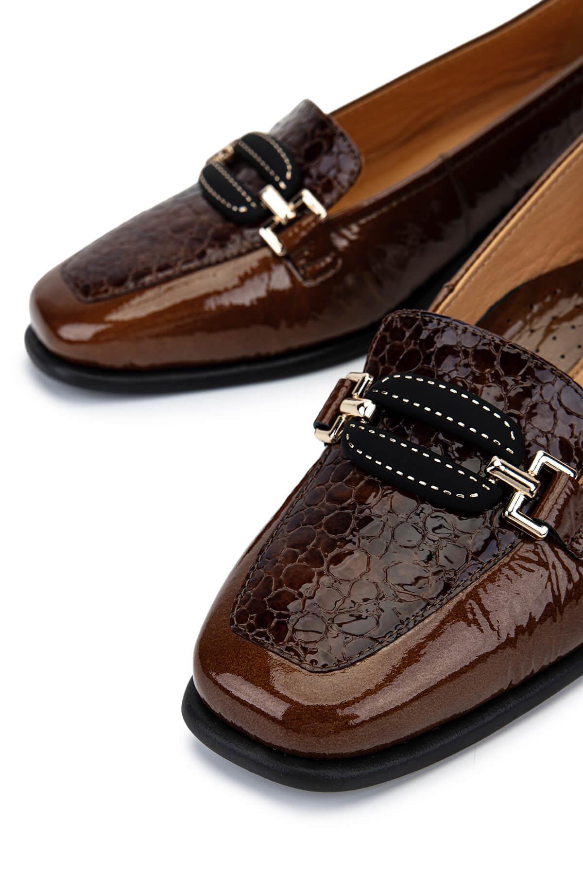 Relax Anatomic Kadın Hakiki Deri Kahverengi Metalik Comfort Ayakkabı