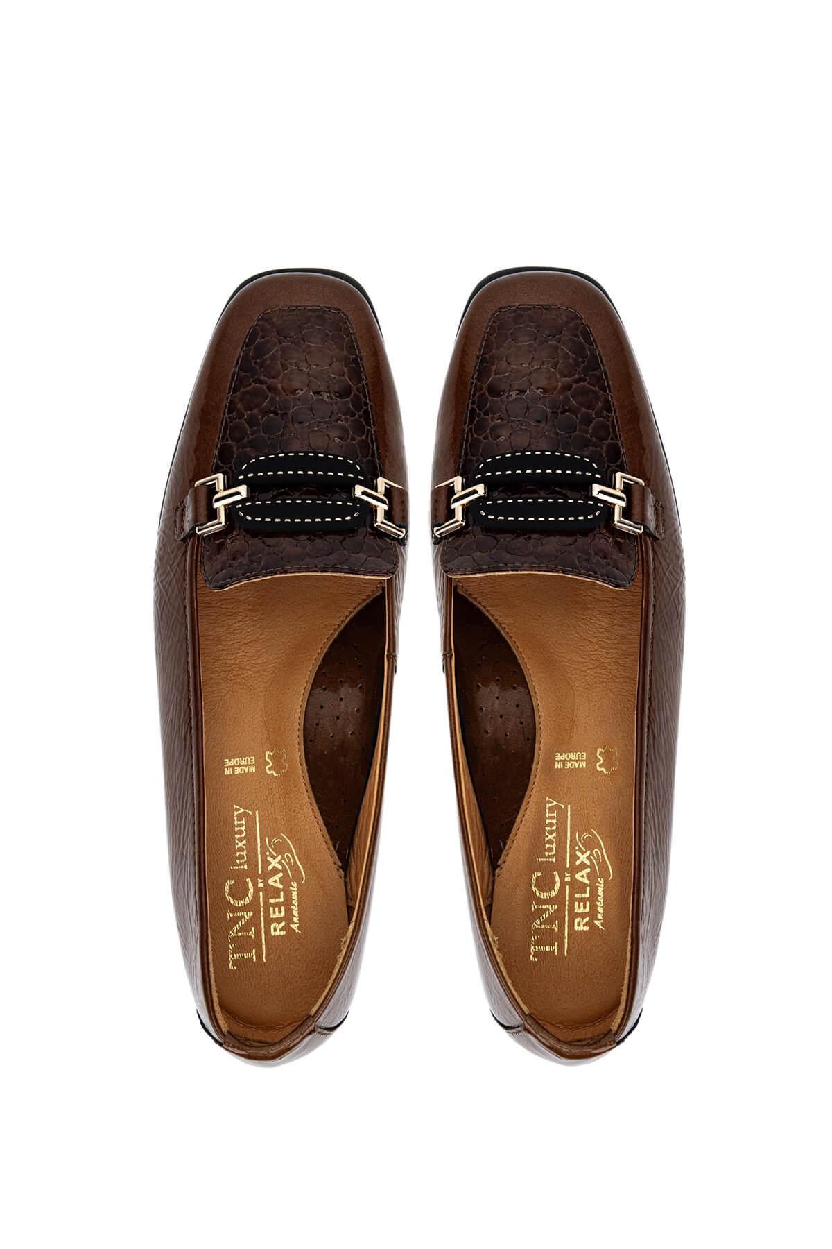 Relax Anatomic Kadın Hakiki Deri Kahverengi Metalik Comfort Ayakkabı