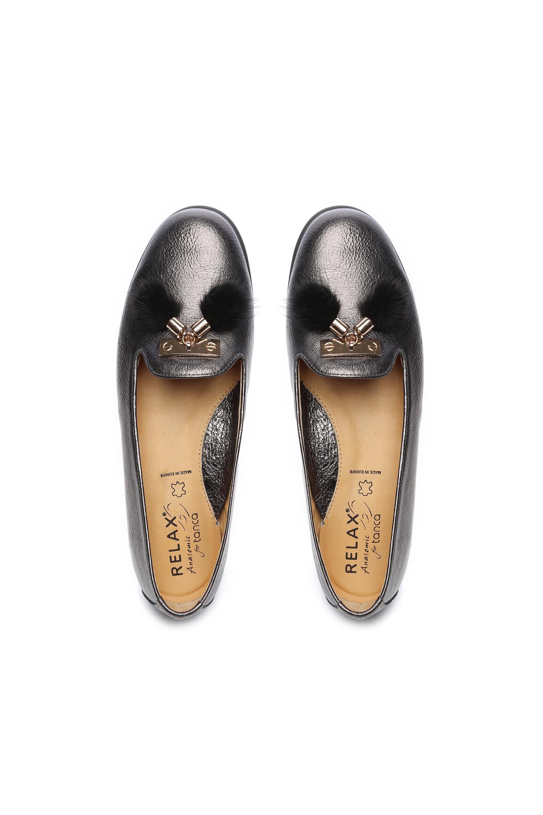 Relax Anatomic Kadın Hakiki Deri Metalik Mokasen & Loafer Ayakkabı