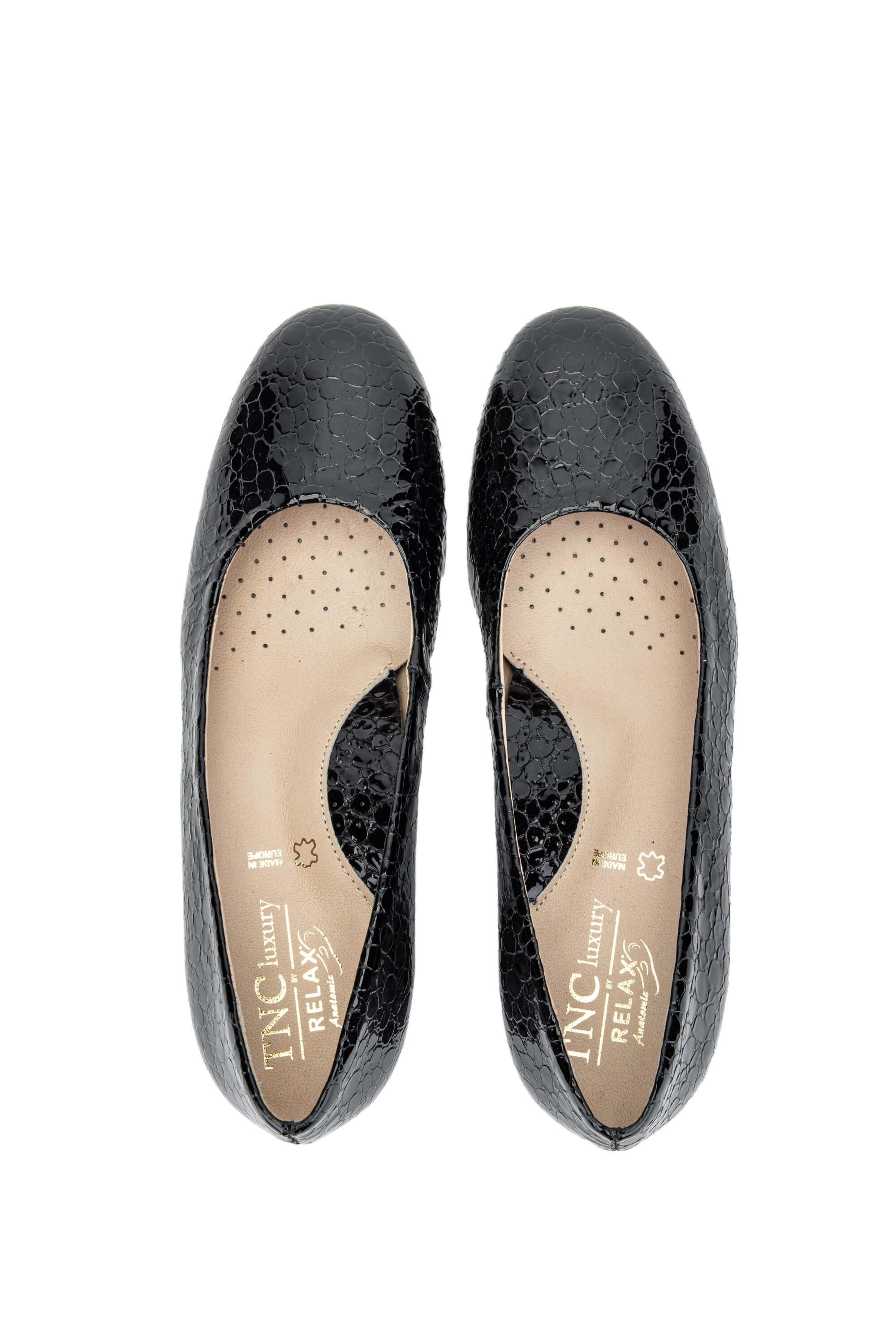 Relax Anatomic Kadın Hakiki Deri Siyah Rugan Comfort Ayakkabı