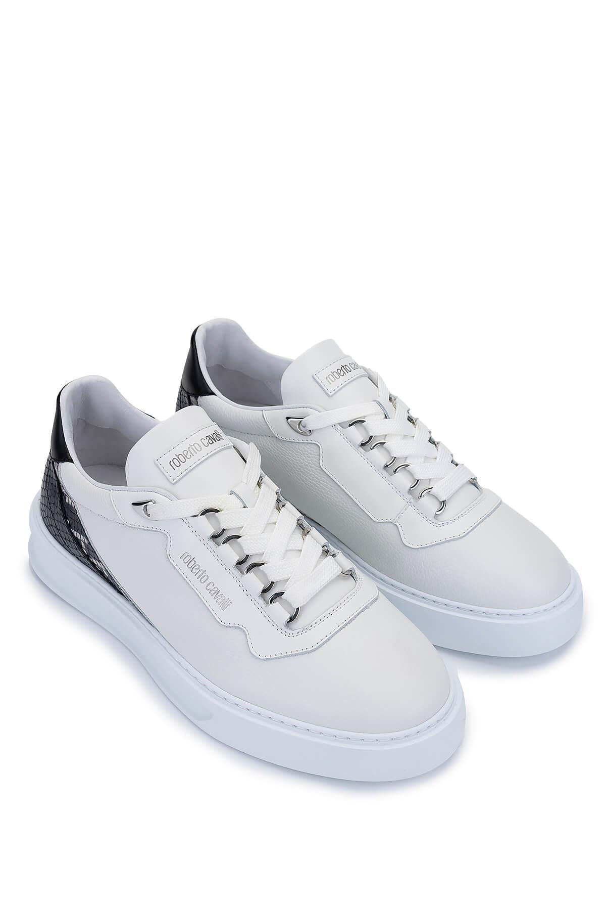 Roberto Cavalli Erkek Hakiki Deri Beyaz Sneakers & Spor Ayakkabı