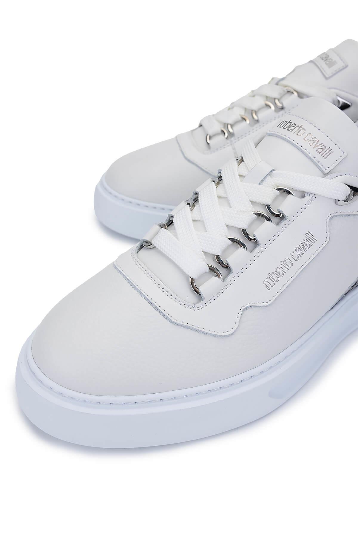 Roberto Cavalli Erkek Hakiki Deri Beyaz Sneakers & Spor Ayakkabı