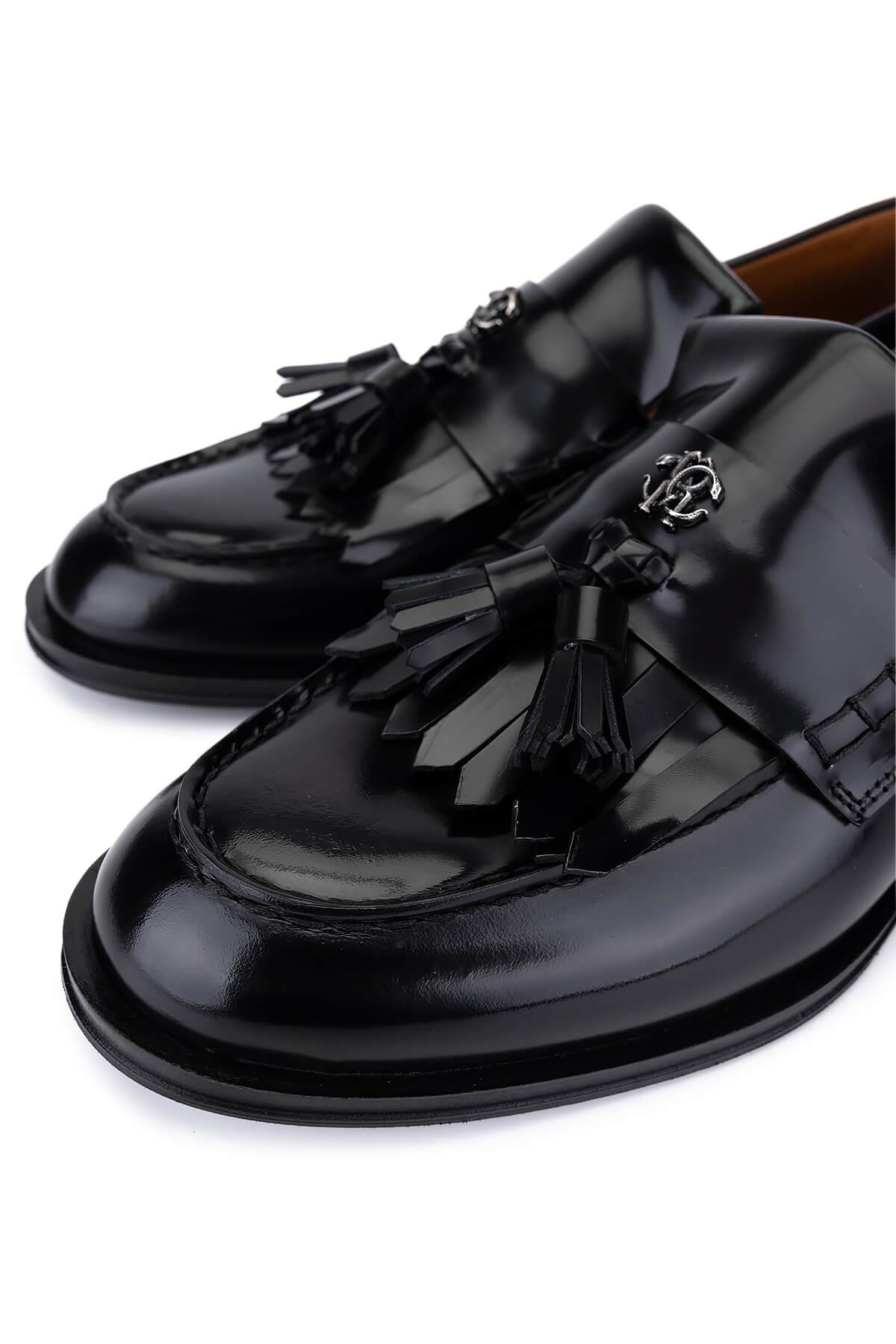 Roberto Cavalli Erkek Hakiki Deri Siyah Loafer Ayakkabı