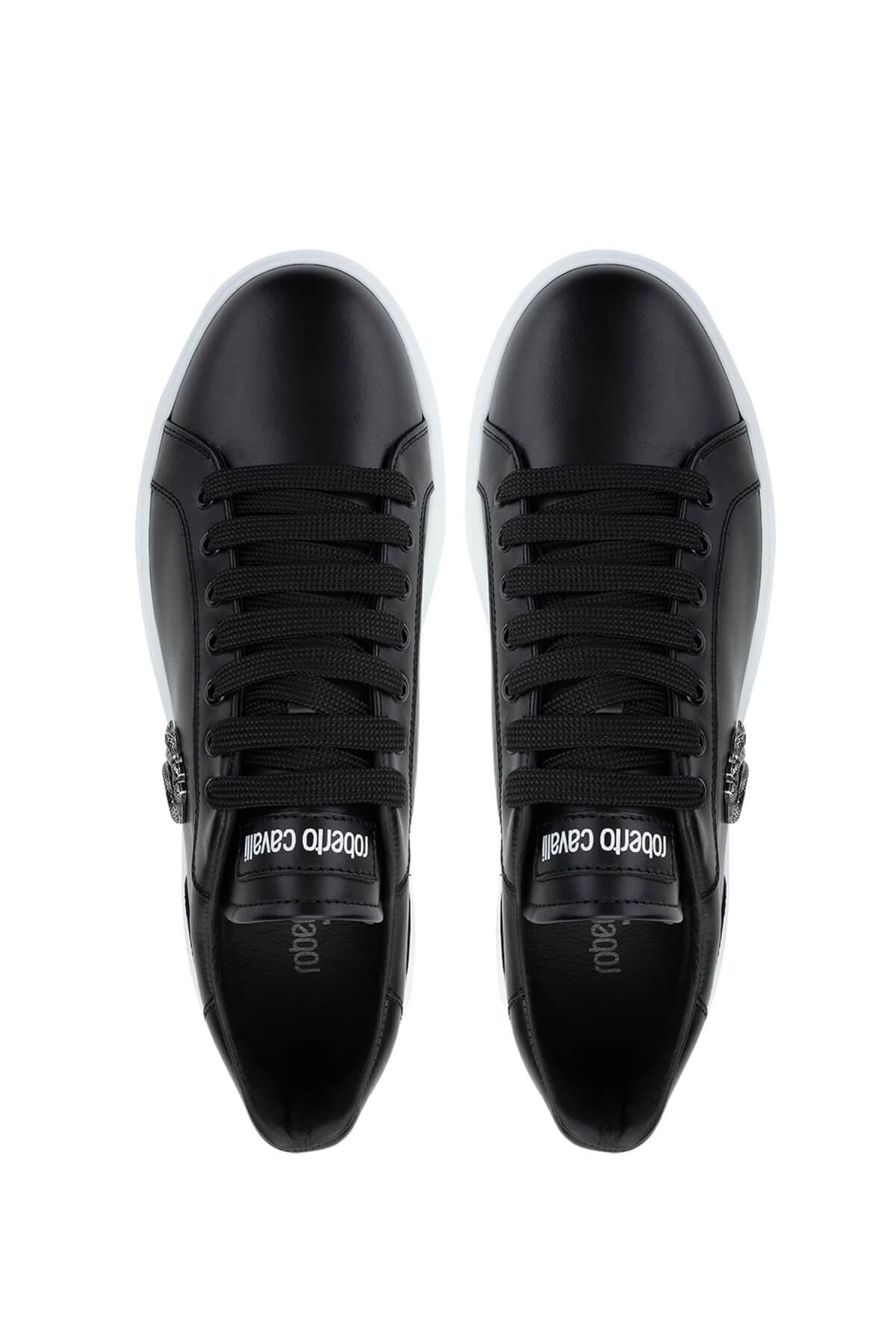 Roberto Cavalli Erkek Hakiki Deri Siyah Sneakers & Spor Ayakkabı