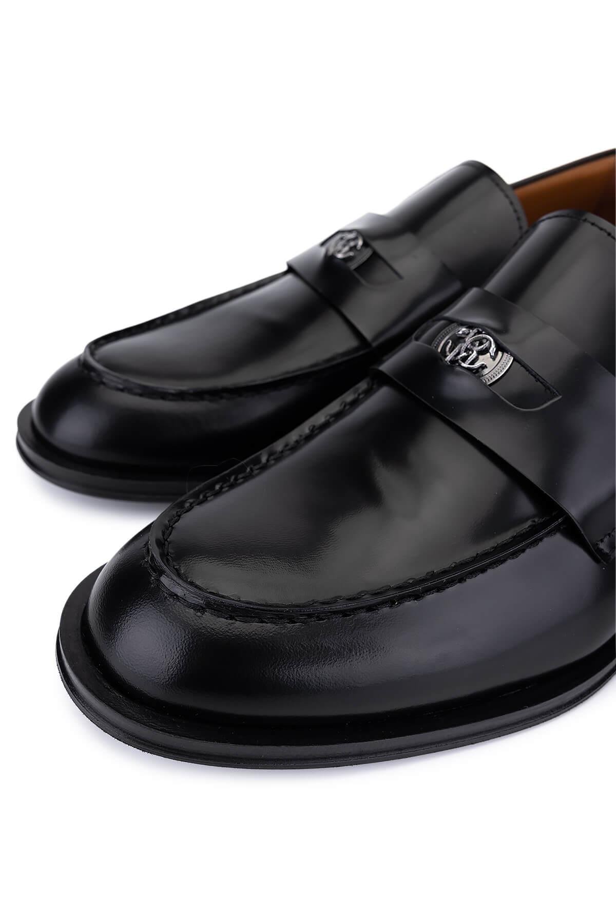 Roberto Cavalli Erkek Hakiki Deri Siyah Loafer Ayakkabı
