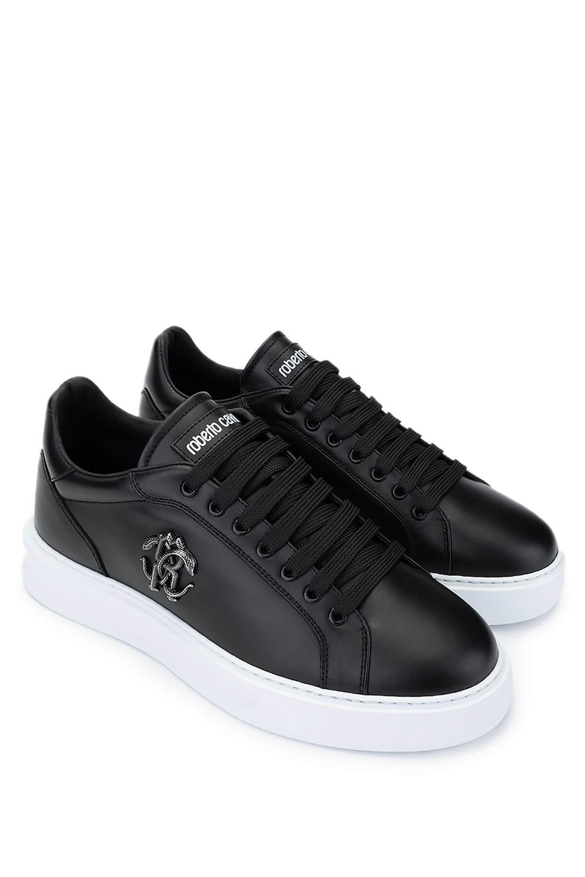 Roberto Cavalli Erkek Hakiki Deri Siyah Sneakers & Spor Ayakkabı