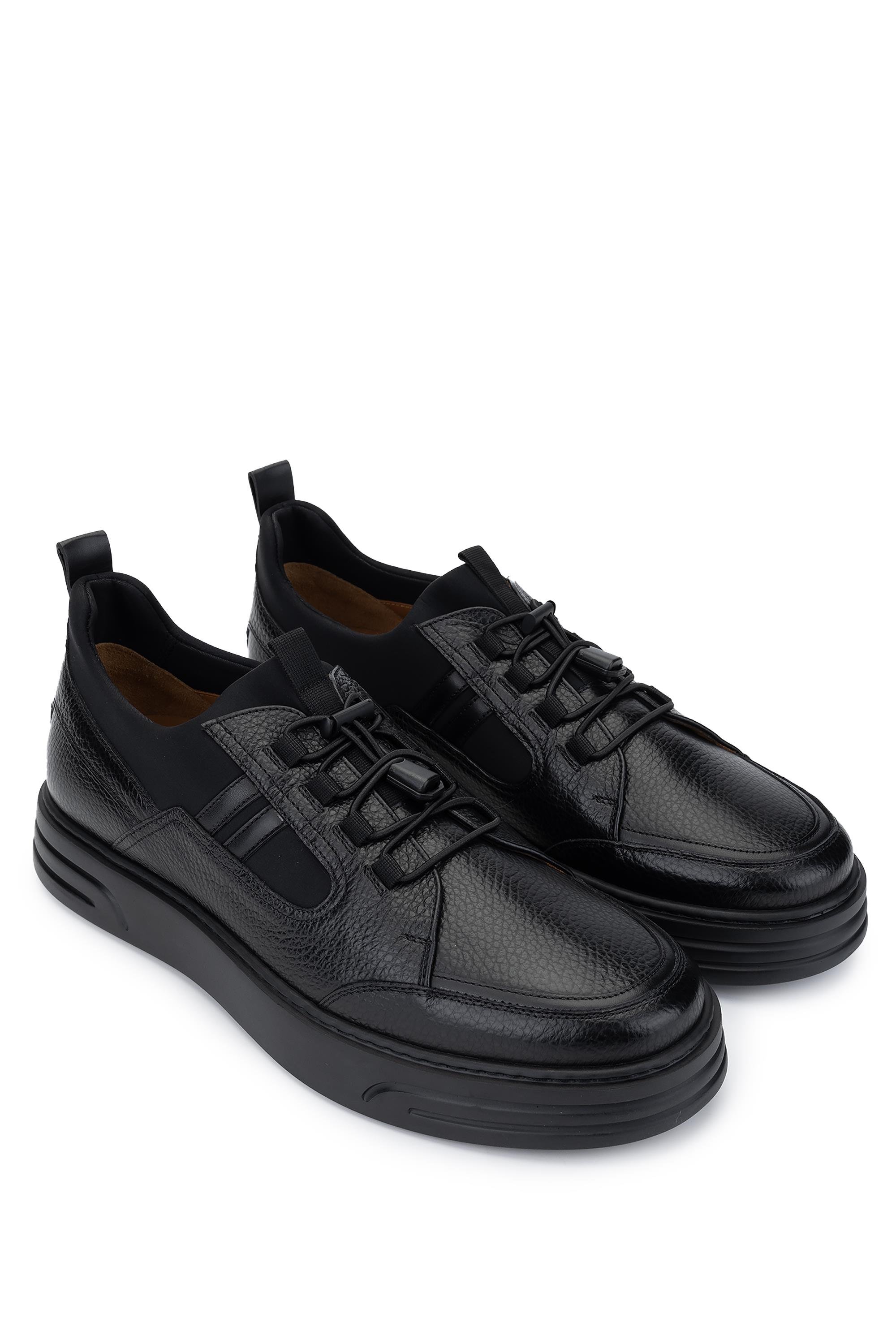 ROSSI Erkek Deri & Tekstil Siyah Casual Ayakkabı