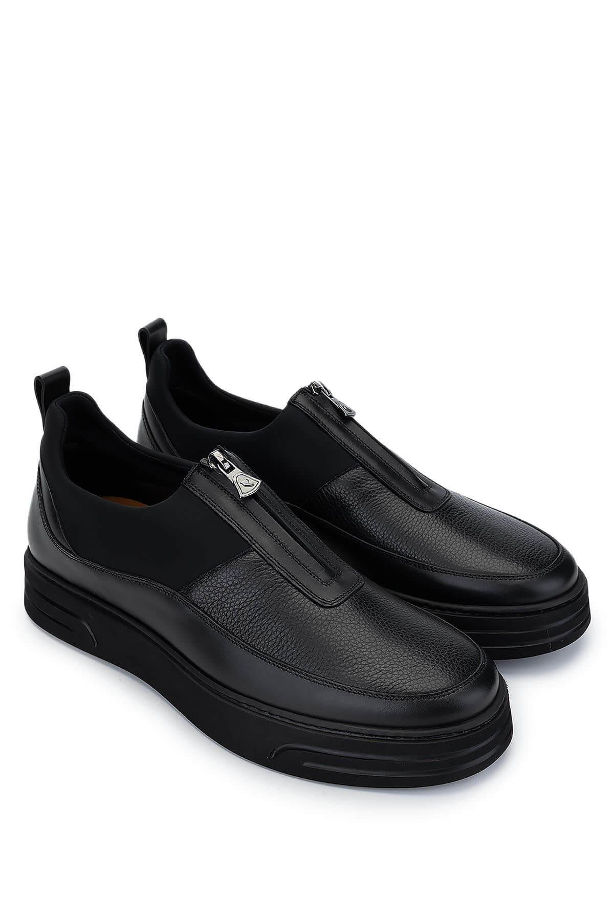 ROSSI Erkek Deri & Tekstil Siyah Casual Ayakkabı