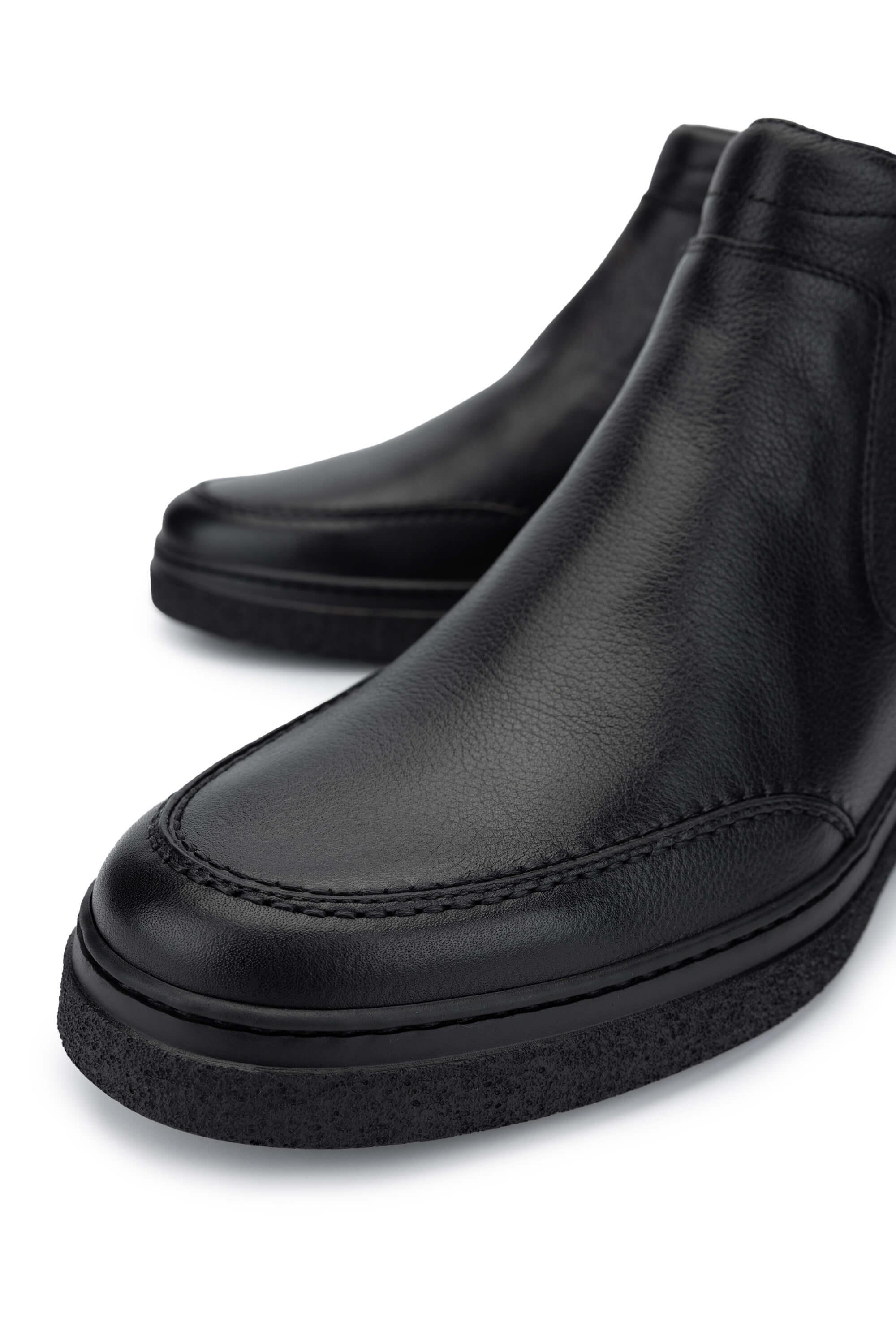 ROSSI Erkek Hakiki Deri Siyah Casual Bot