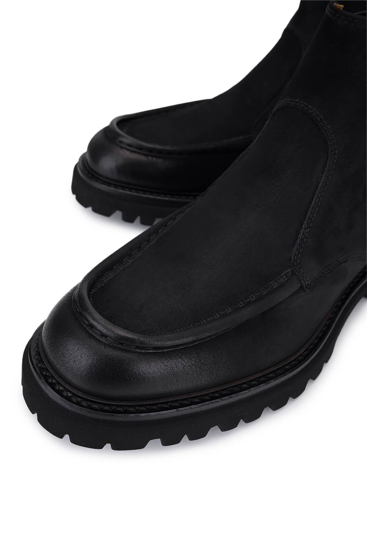 Rossi Erkek Hakiki Deri Siyah Casual Bot