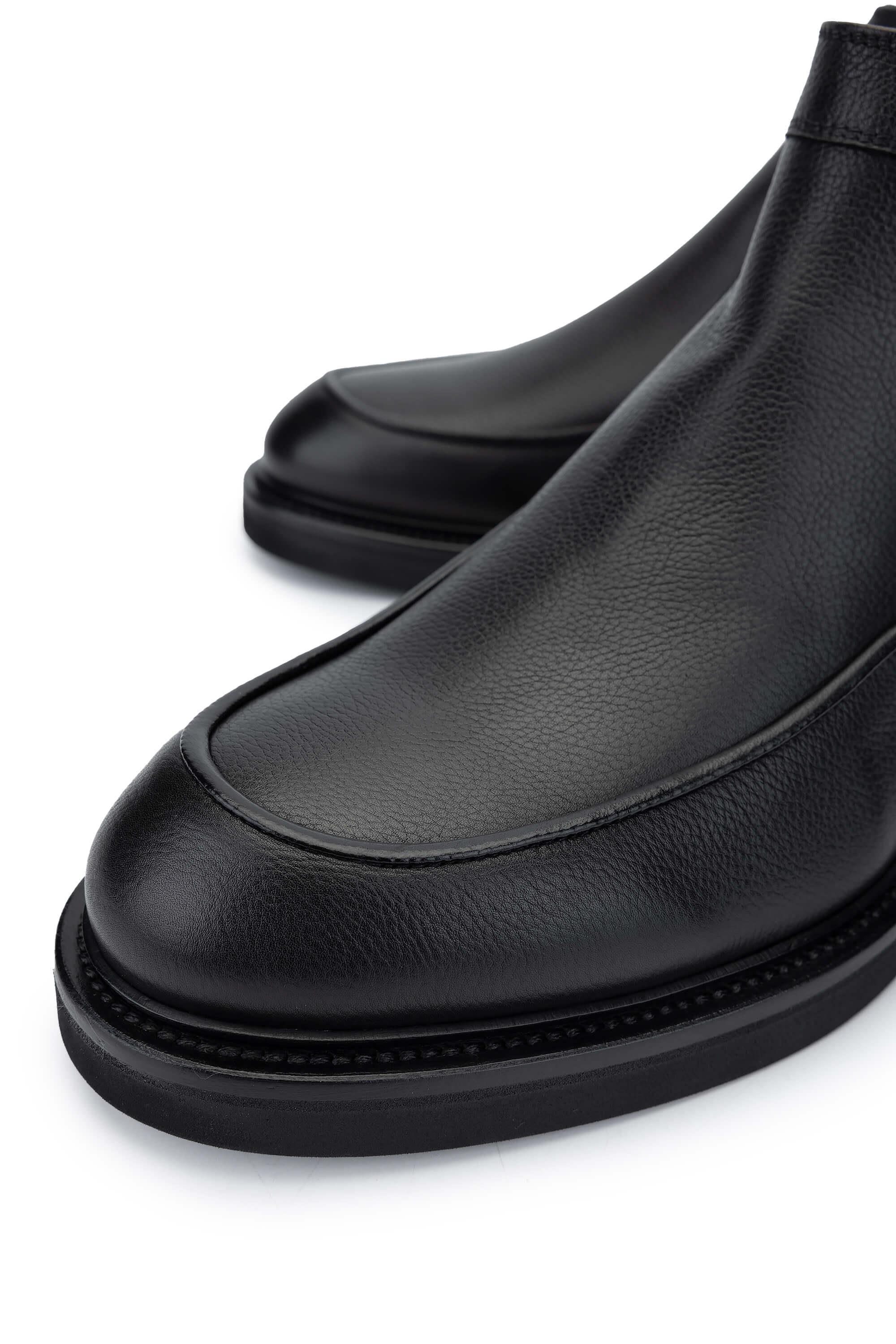 ROSSI Erkek Hakiki Deri Siyah Casual Bot