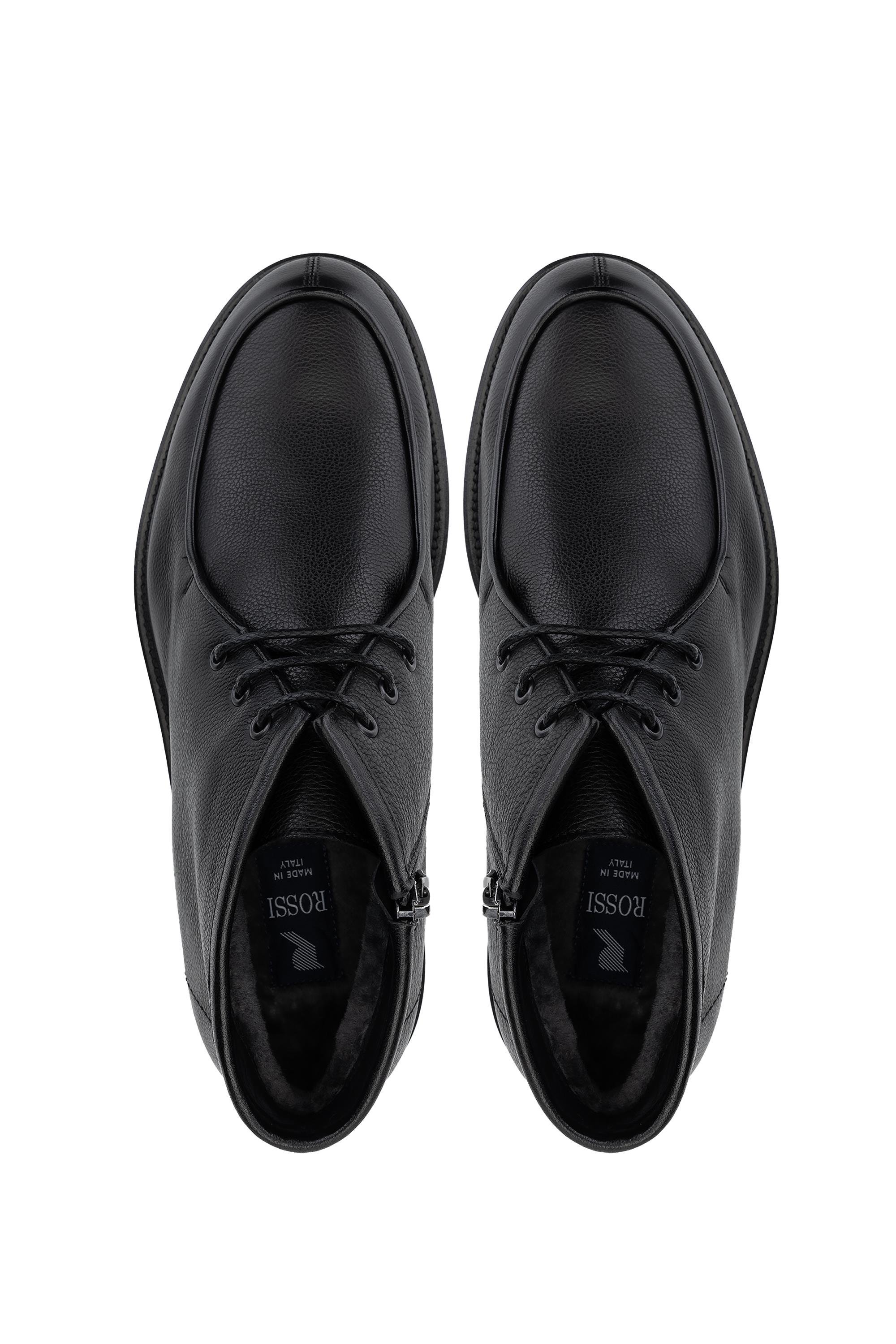 ROSSI Erkek Hakiki Deri Siyah Casual Bot