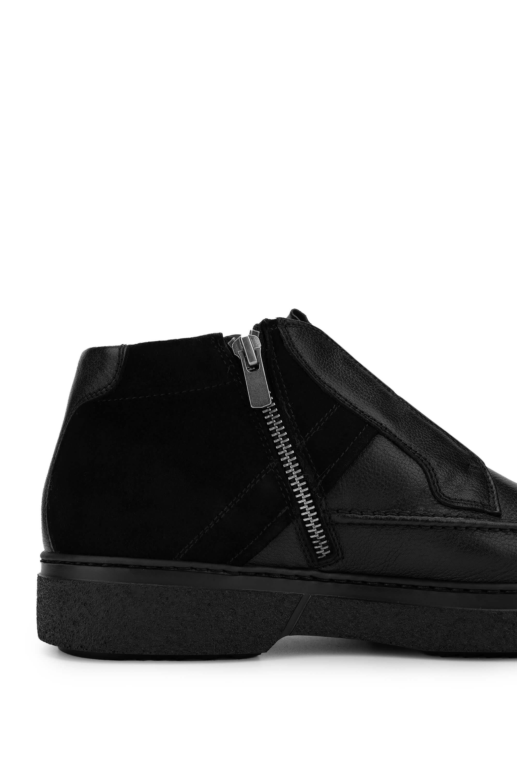 ROSSI Erkek Hakiki Deri Siyah Casual Bot