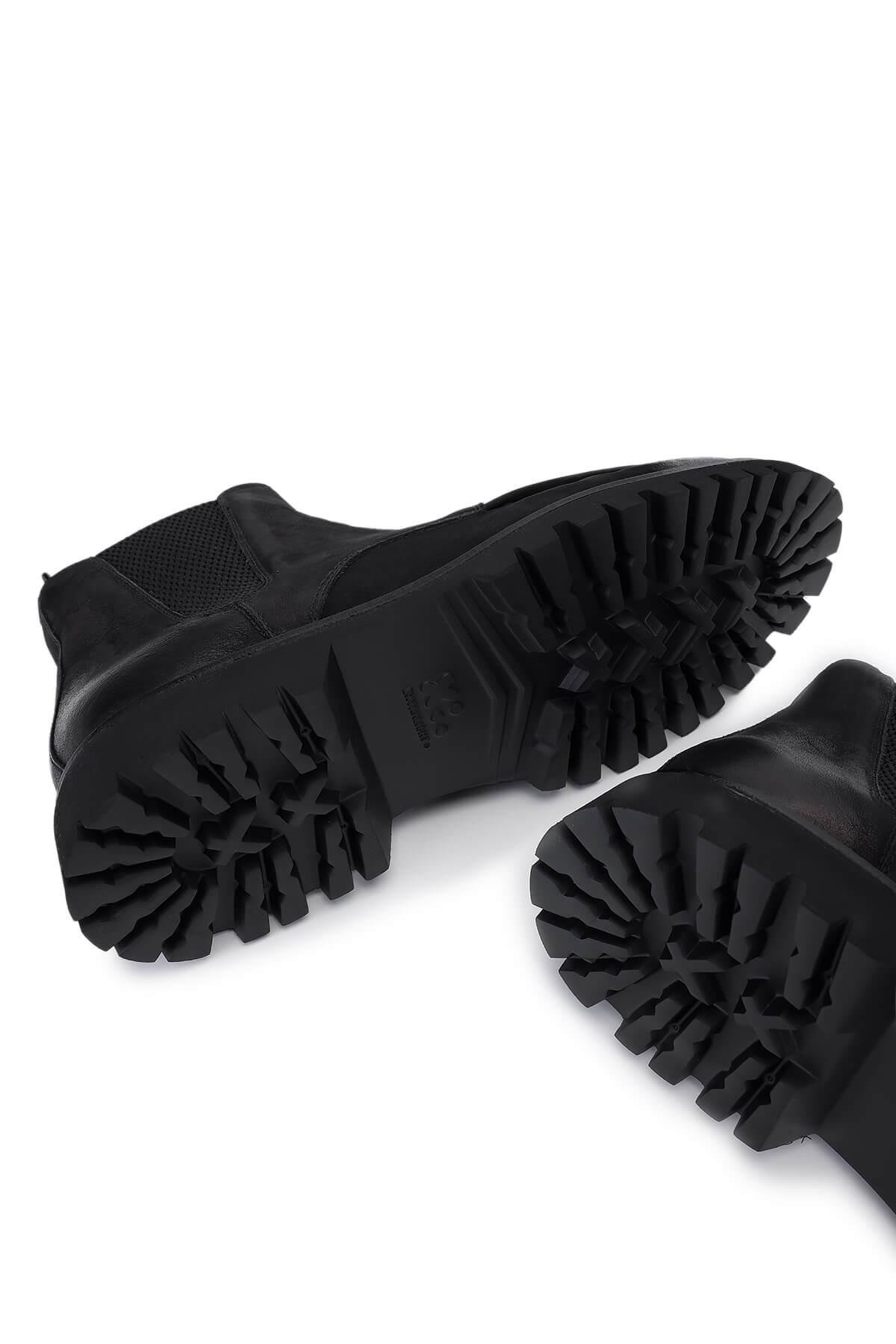 Rossi Erkek Hakiki Deri Siyah Casual Bot