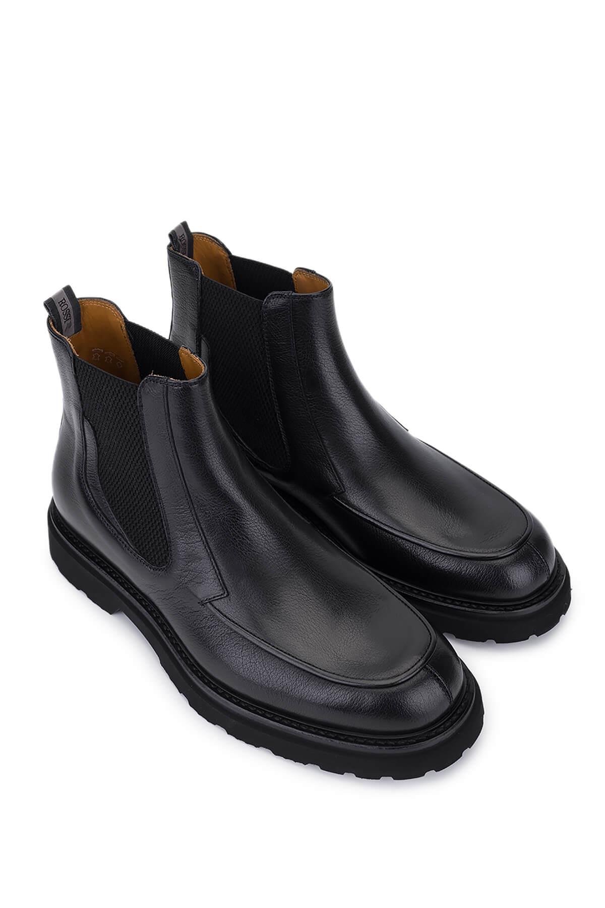 Rossi Erkek Hakiki Deri Siyah Casual Bot