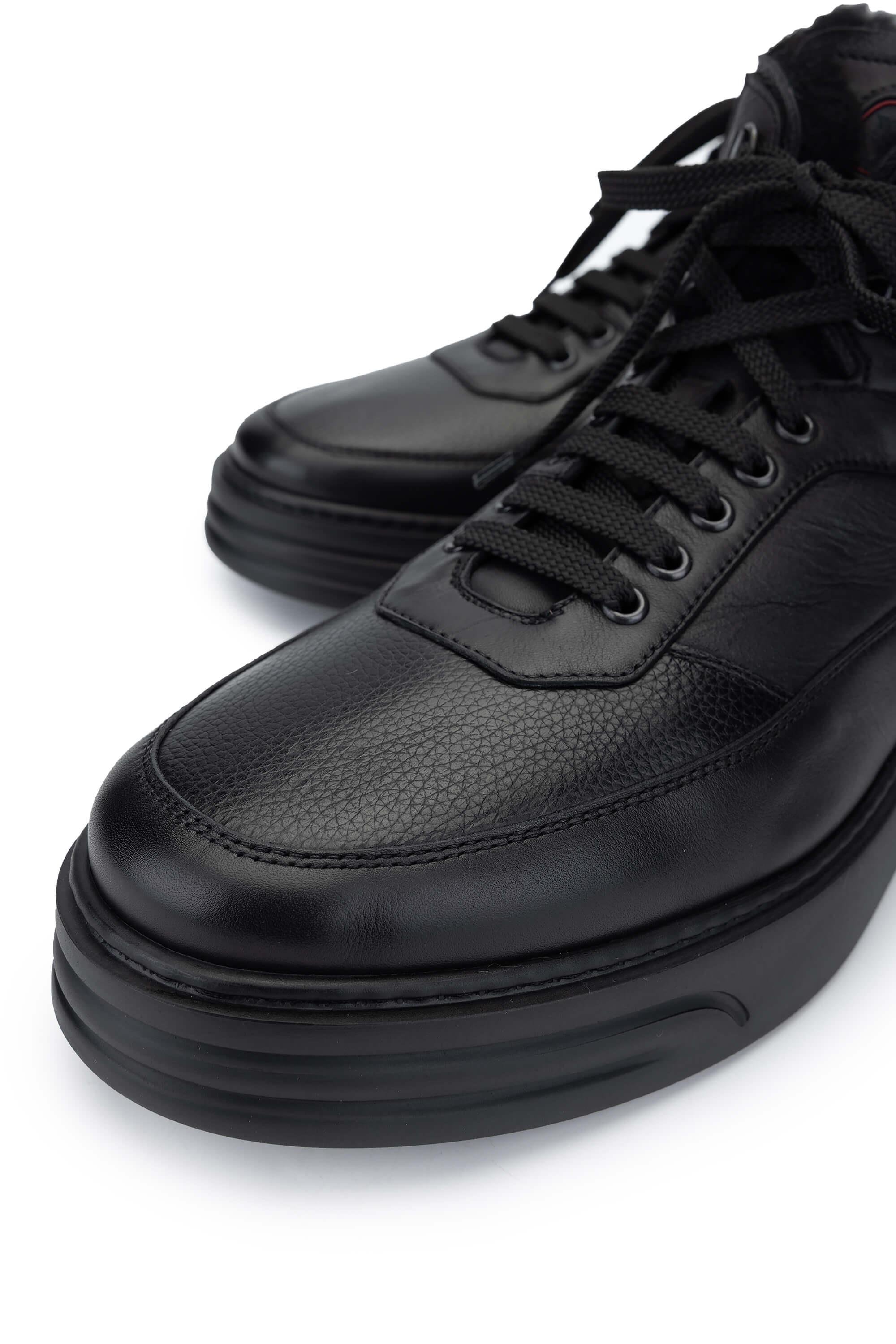 ROSSI Erkek Hakiki Deri Siyah Casual Bot