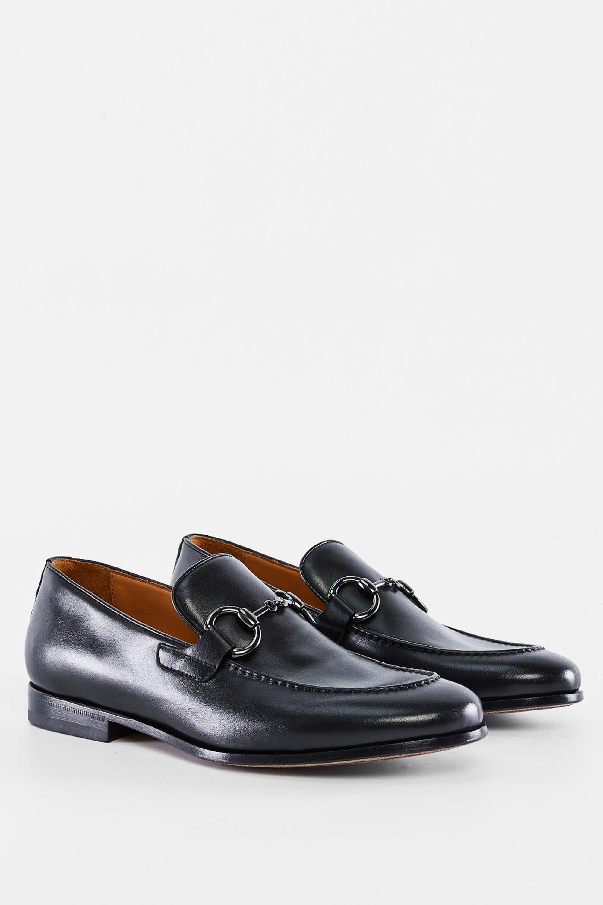 ROSSI Erkek Hakiki Deri Siyah Deri Makosen Ayakkabı