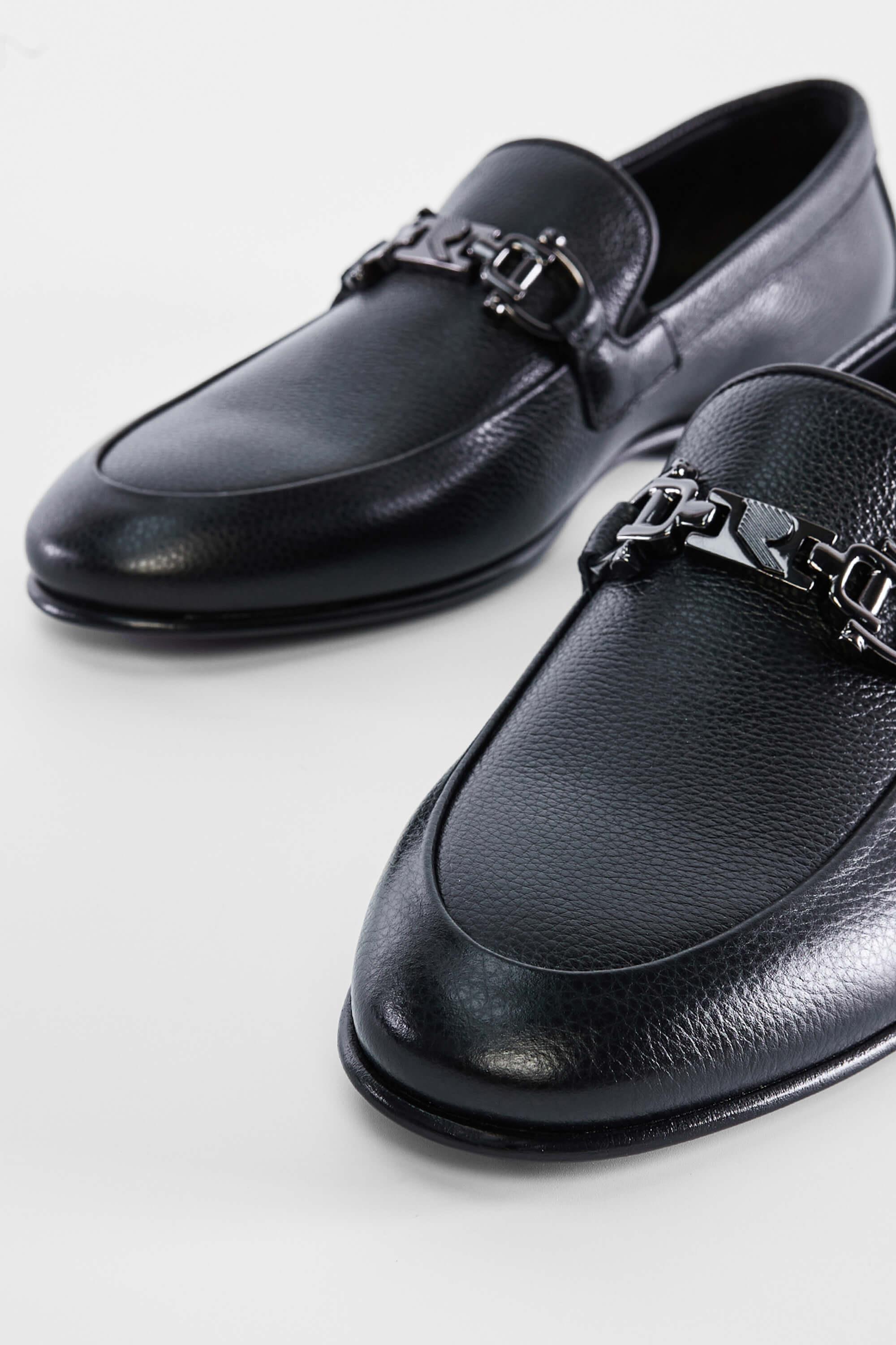 ROSSI Erkek Hakiki Deri Siyah Makosen Ayakkabı