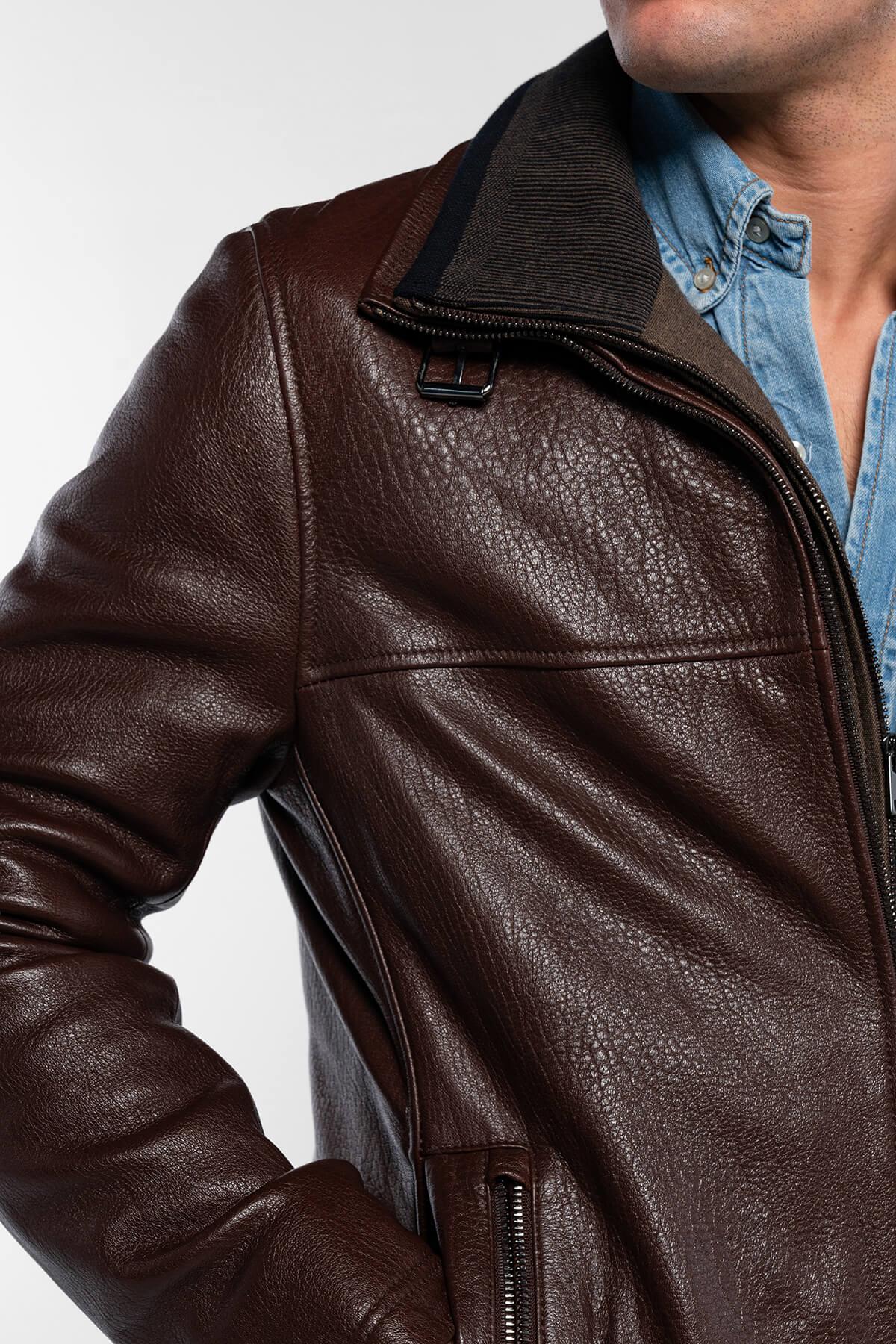 Tamer Tanca Erkek Deri & Tekstil Fındık Deri Mont