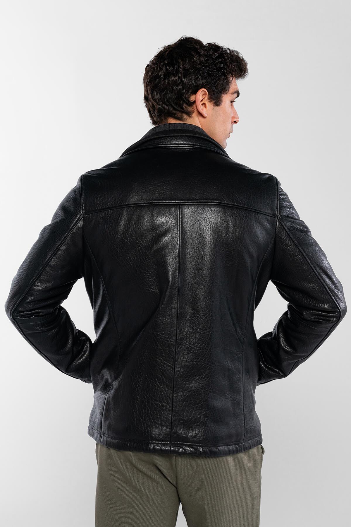 Tamer Tanca Erkek Deri & Tekstil Siyah Jumbo Deri Mont