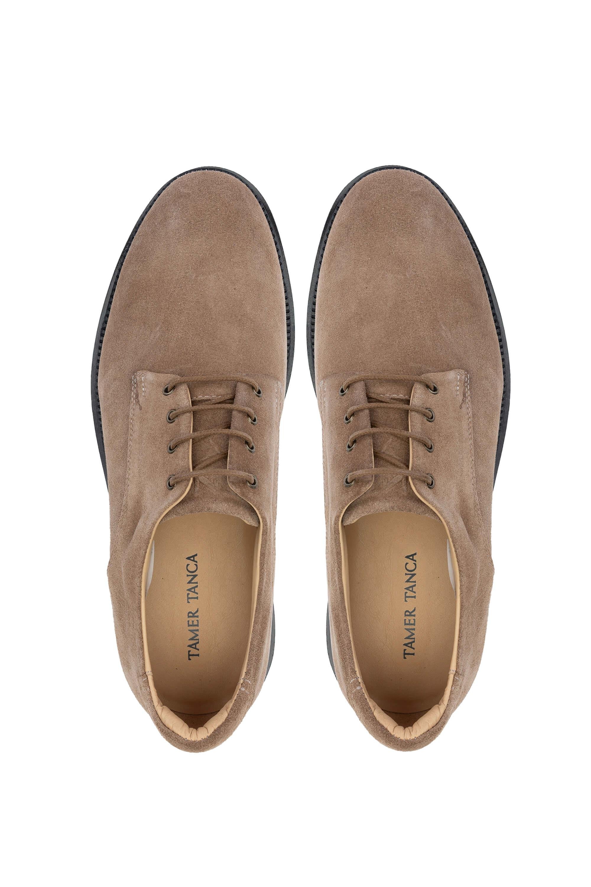 Tamer Tanca Erkek Hakiki Deri Bej Süet Casual Ayakkabı