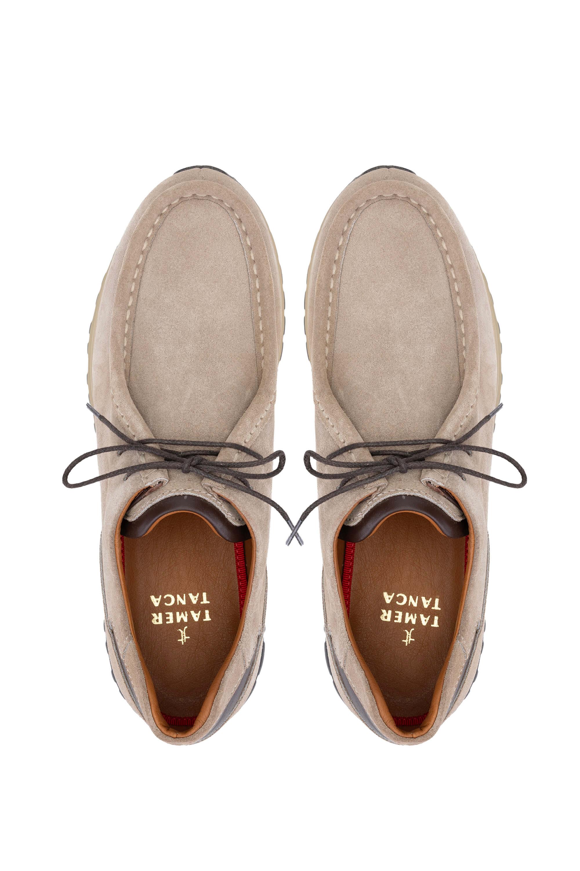 Tamer Tanca Erkek Hakiki Deri Bej Süet Casual Ayakkabı