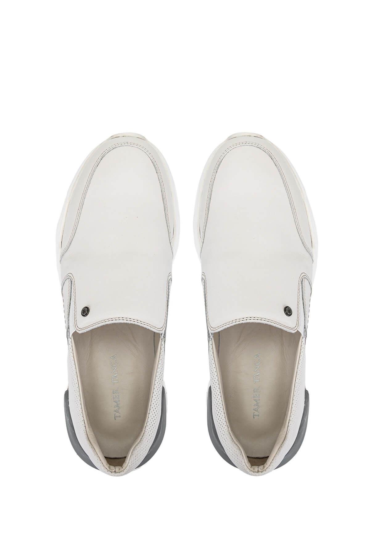 Tamer Tanca Erkek Hakiki Deri Beyaz Casual Ayakkabı