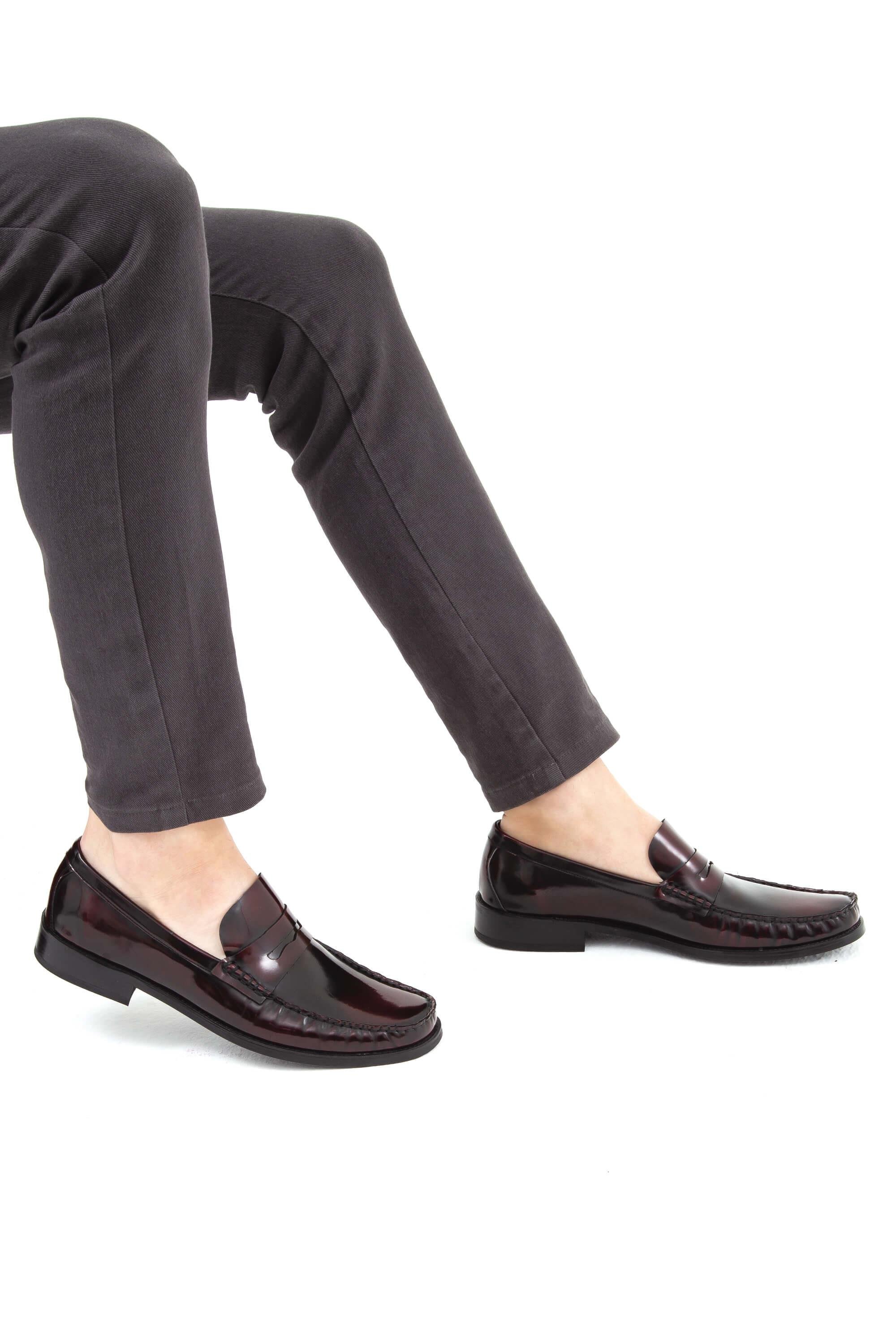 Tamer Tanca Erkek Hakiki Deri Bordo Makosen Ayakkabı