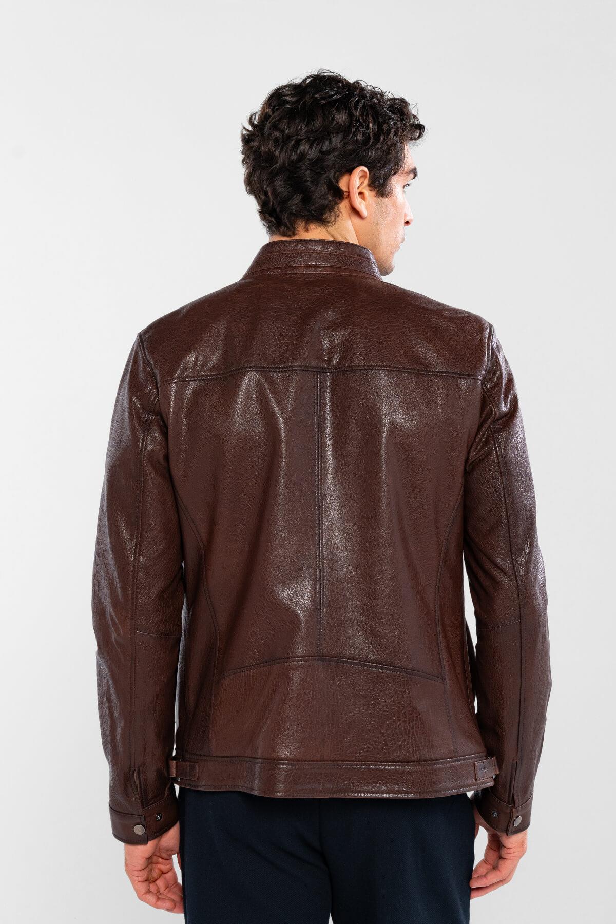 Tamer Tanca Erkek Hakiki Deri Fındık Jumbo Deri Mont