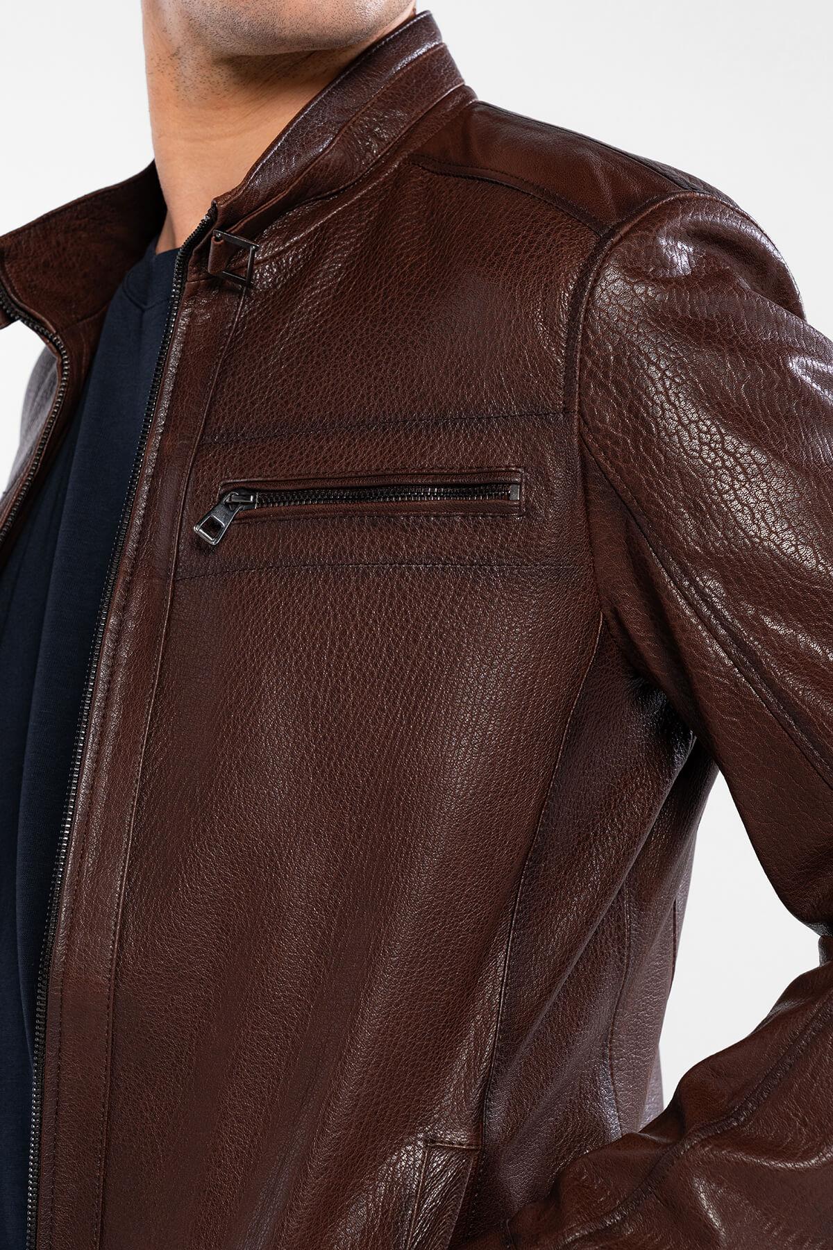 Tamer Tanca Erkek Hakiki Deri Fındık Jumbo Deri Mont