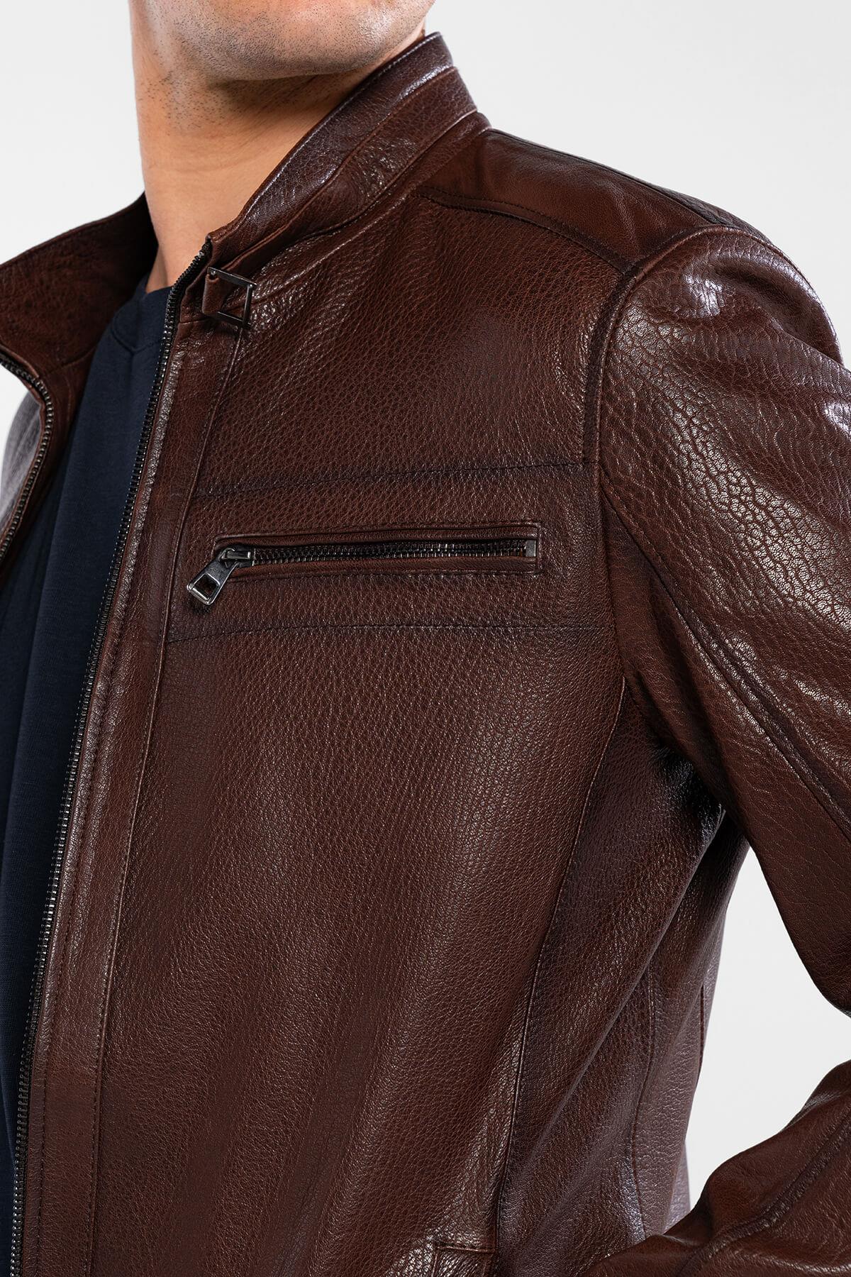 Tamer Tanca Erkek Hakiki Deri Fındık Jumbo Deri Mont