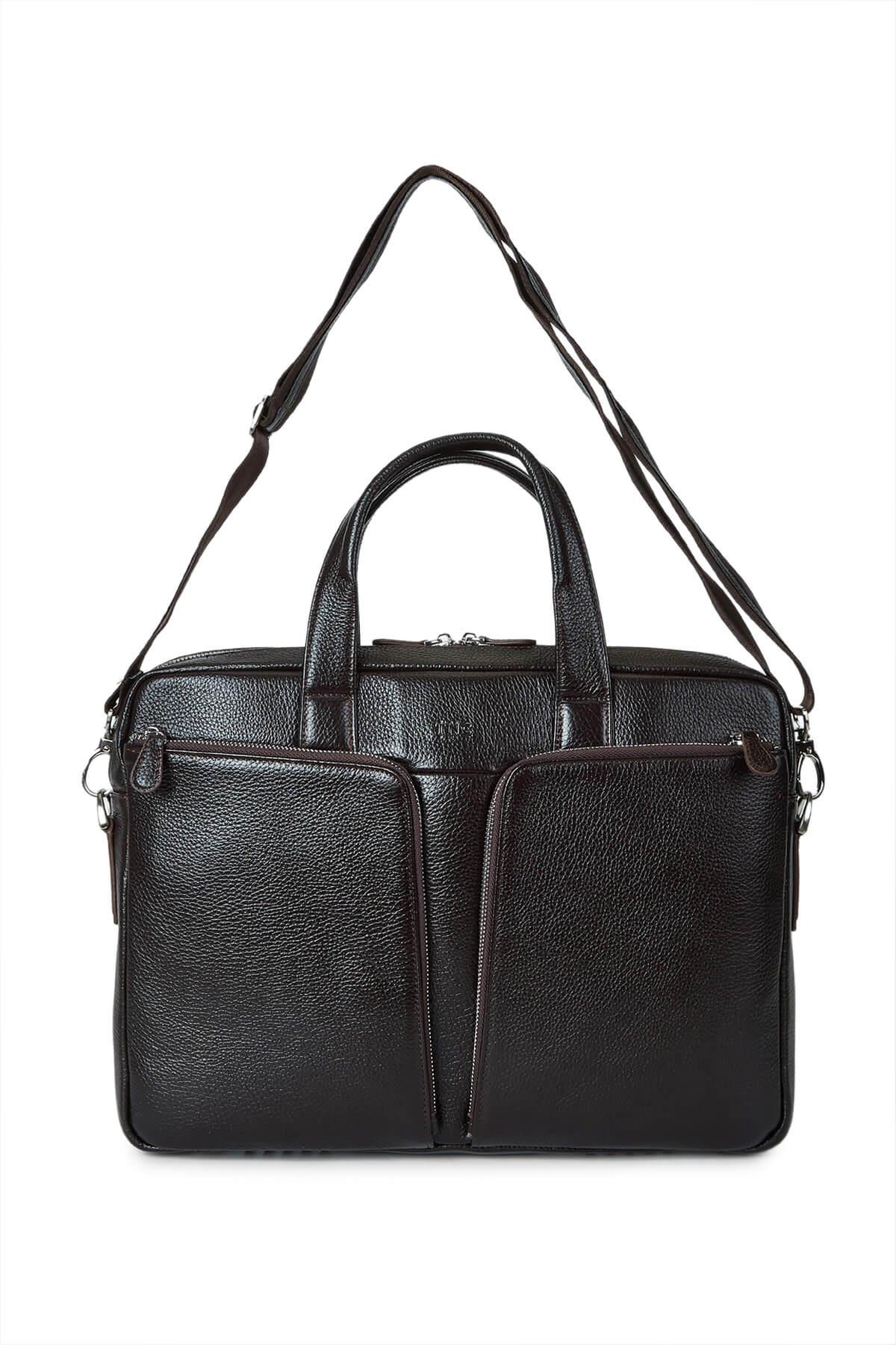 Tamer Tanca Erkek Hakiki Deri Kahverengi Evrak Çantası