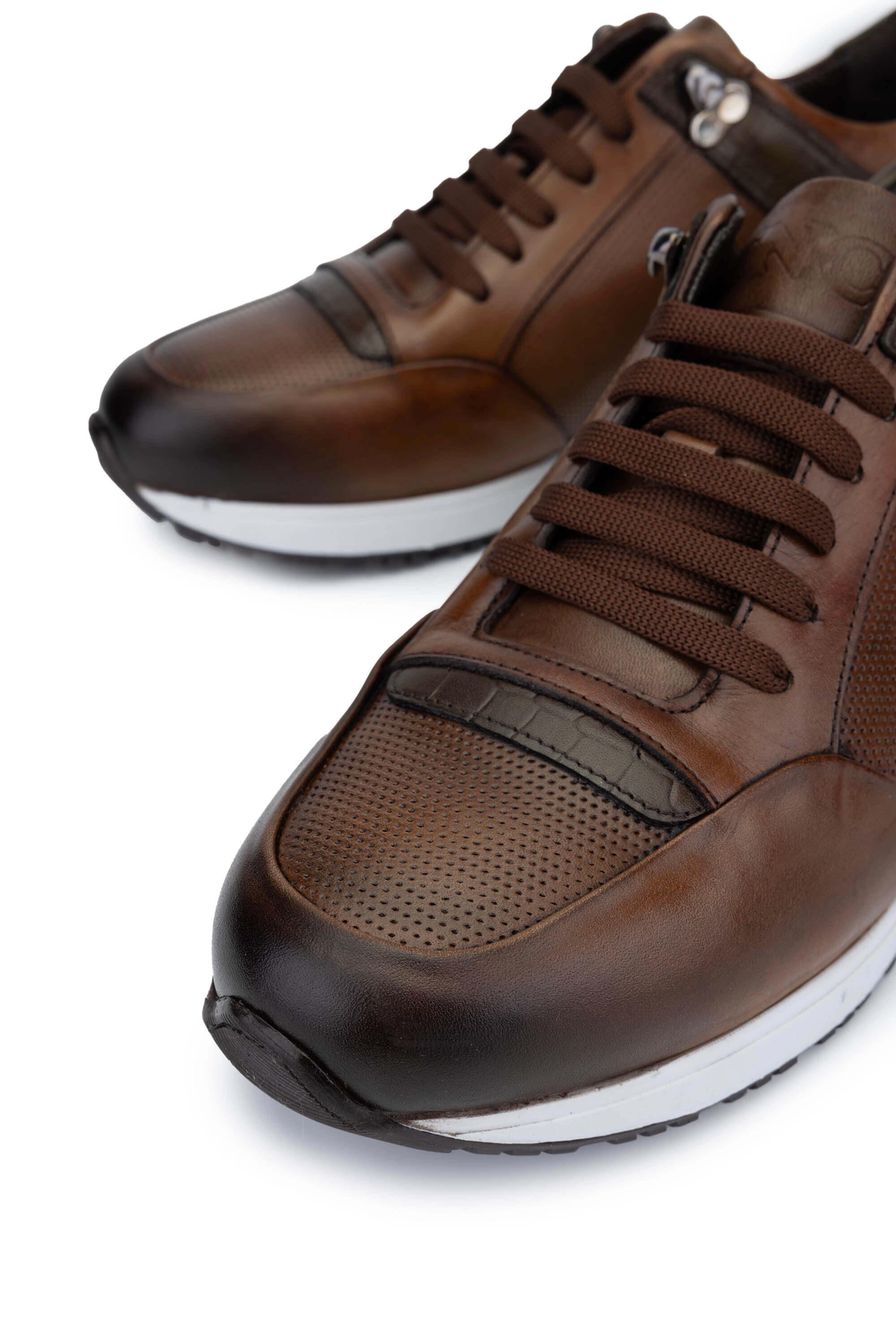 Tamer Tanca Erkek Hakiki Deri Kahverengi Sneakers & Spor Ayakkabı