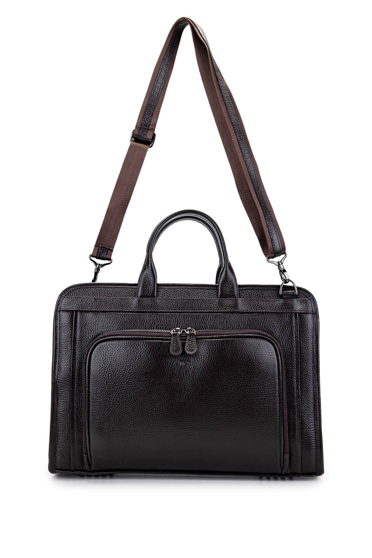 Tamer Tanca Erkek Hakiki Deri Kahverengi Evrak Çantası