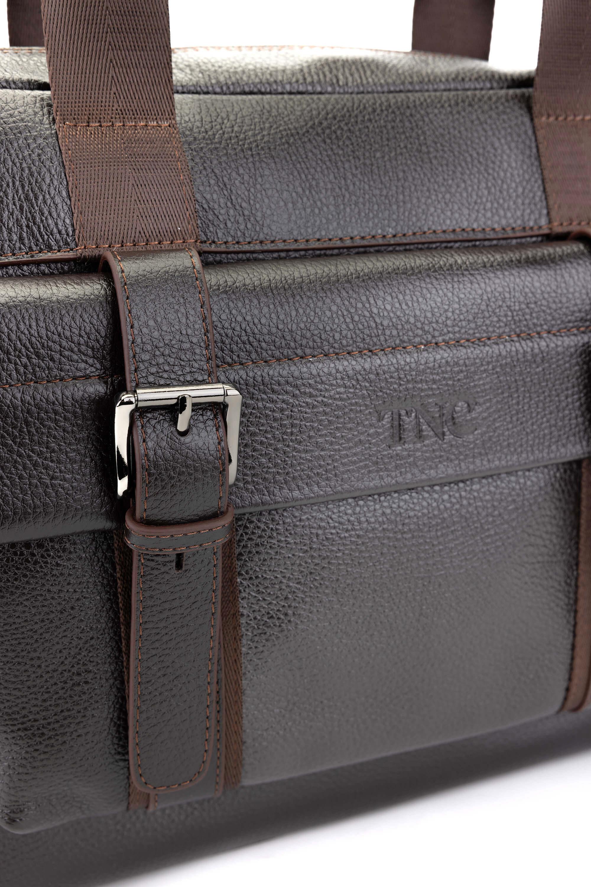 Tamer Tanca Erkek Hakiki Deri Kahverengi Floter Evrak Çantası