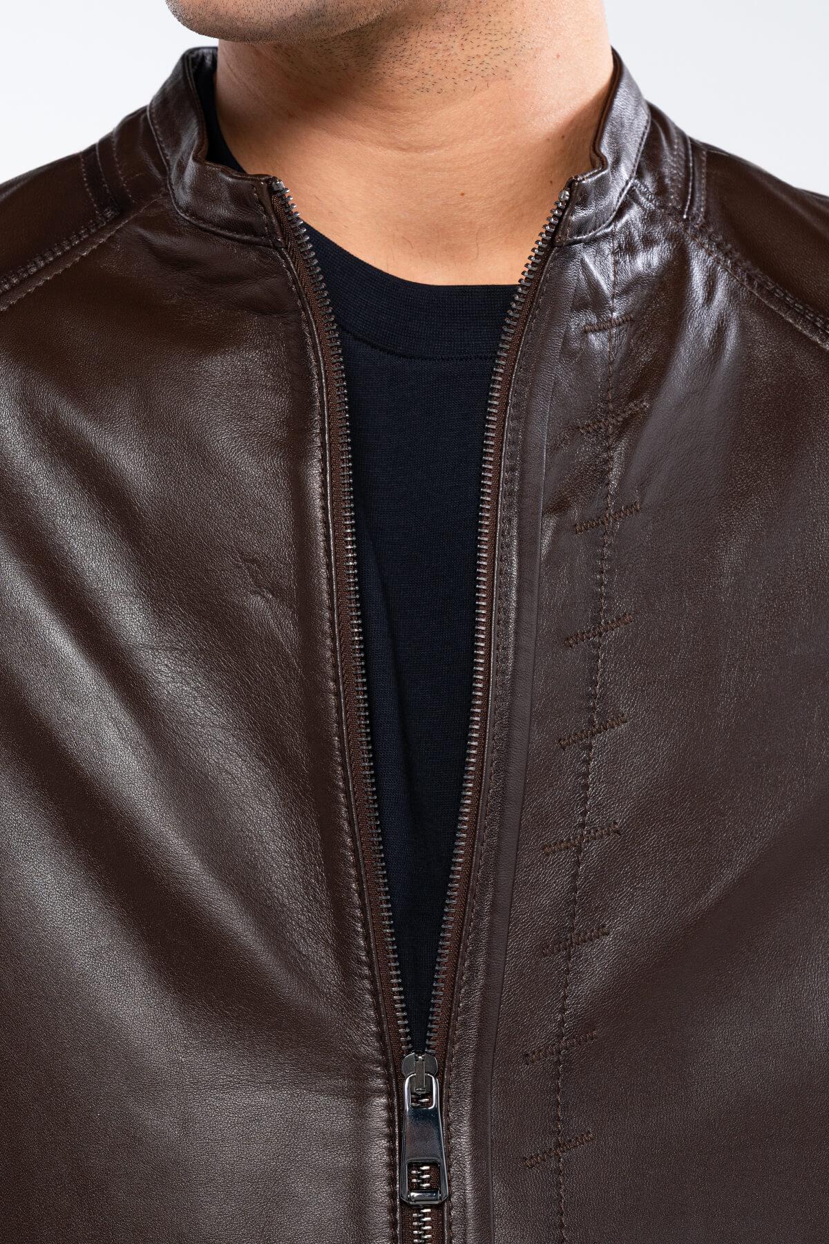 Tamer Tanca Erkek Hakiki Deri Kahverengi Deri Mont