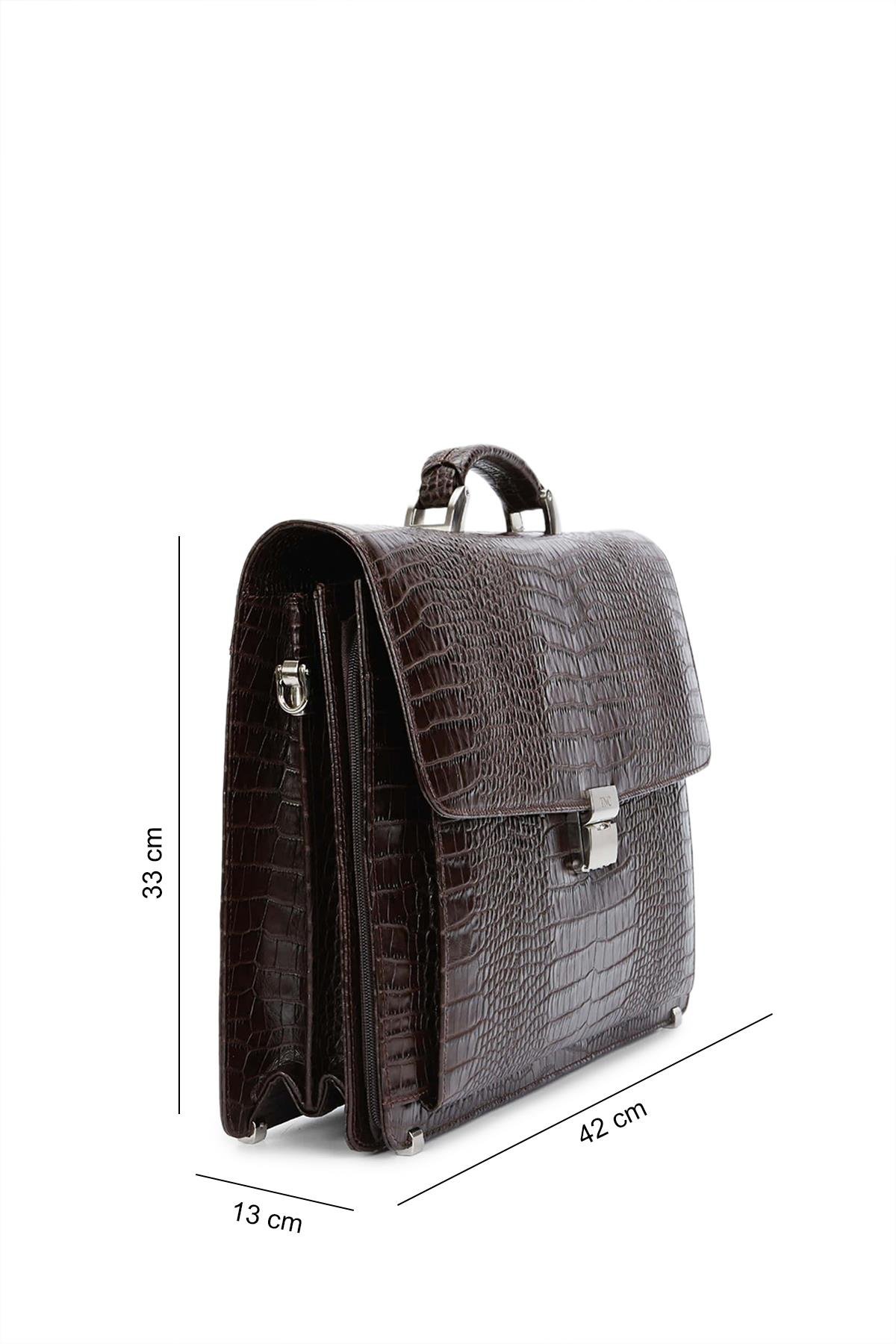 Tamer Tanca Erkek Hakiki Deri Kahverengi Evrak Çantası