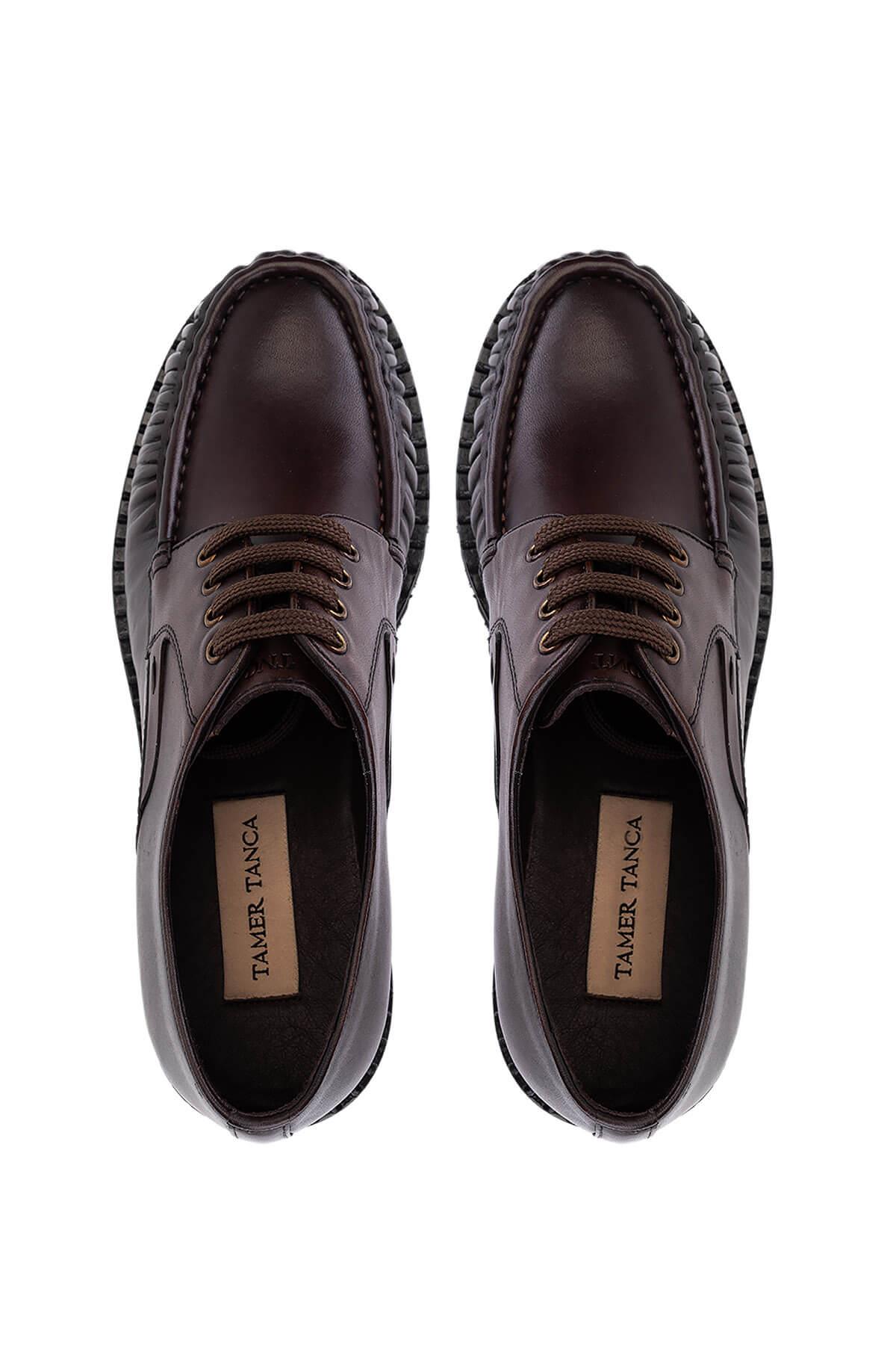 Tamer Tanca Erkek Hakiki Deri Kahverengi Casual Ayakkabı