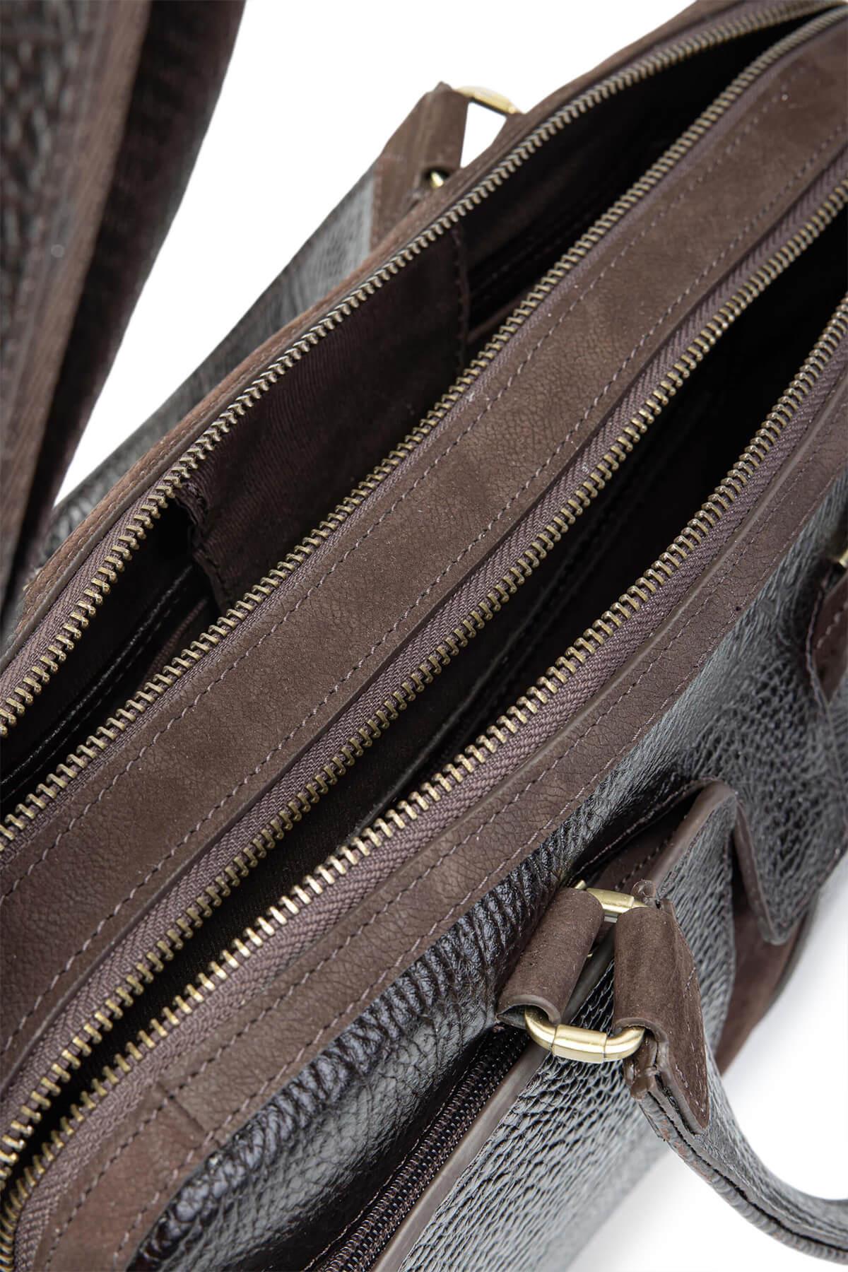 Tamer Tanca Erkek Hakiki Deri Kahverengi Evrak Çantası