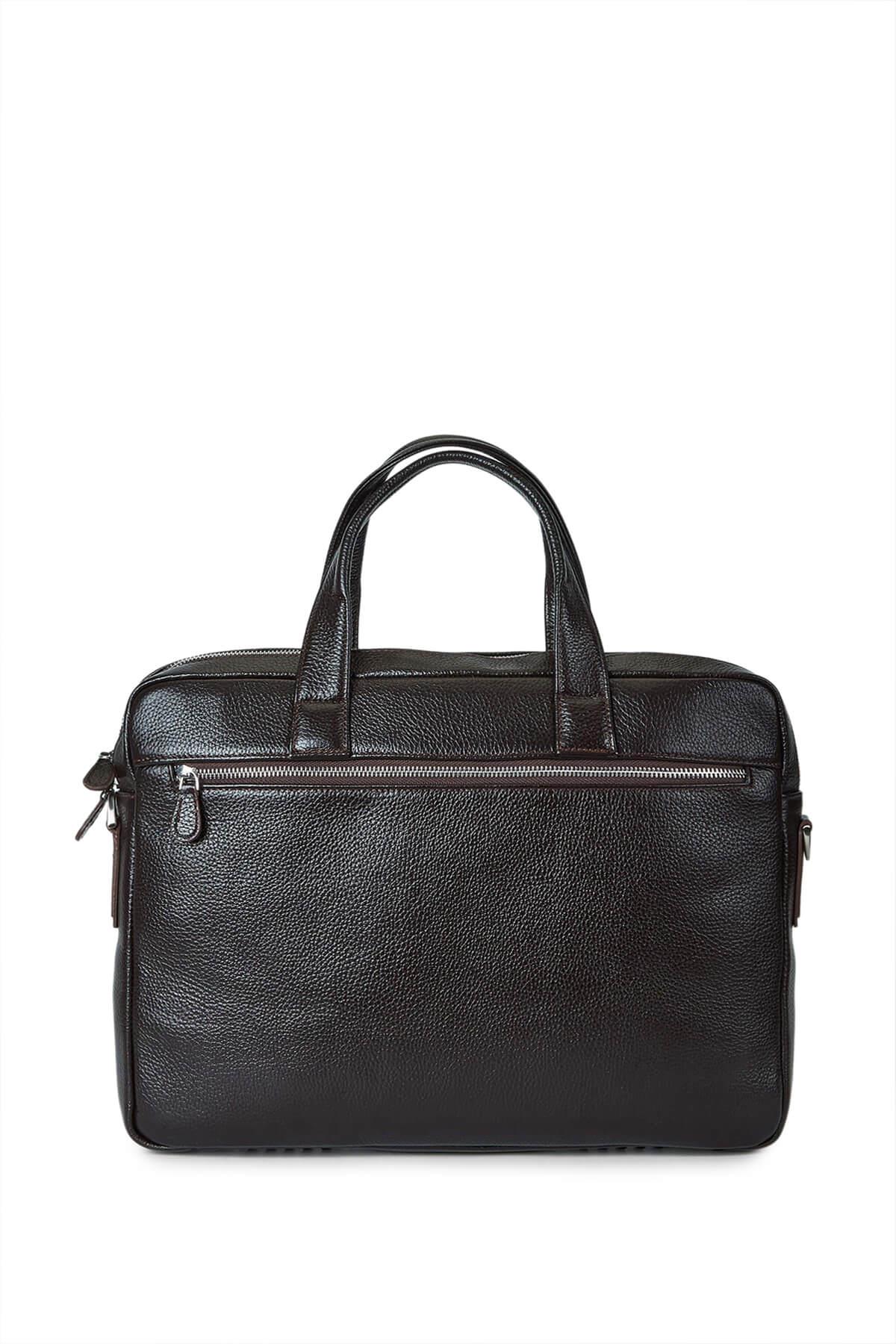 Tamer Tanca Erkek Hakiki Deri Kahverengi Evrak Çantası