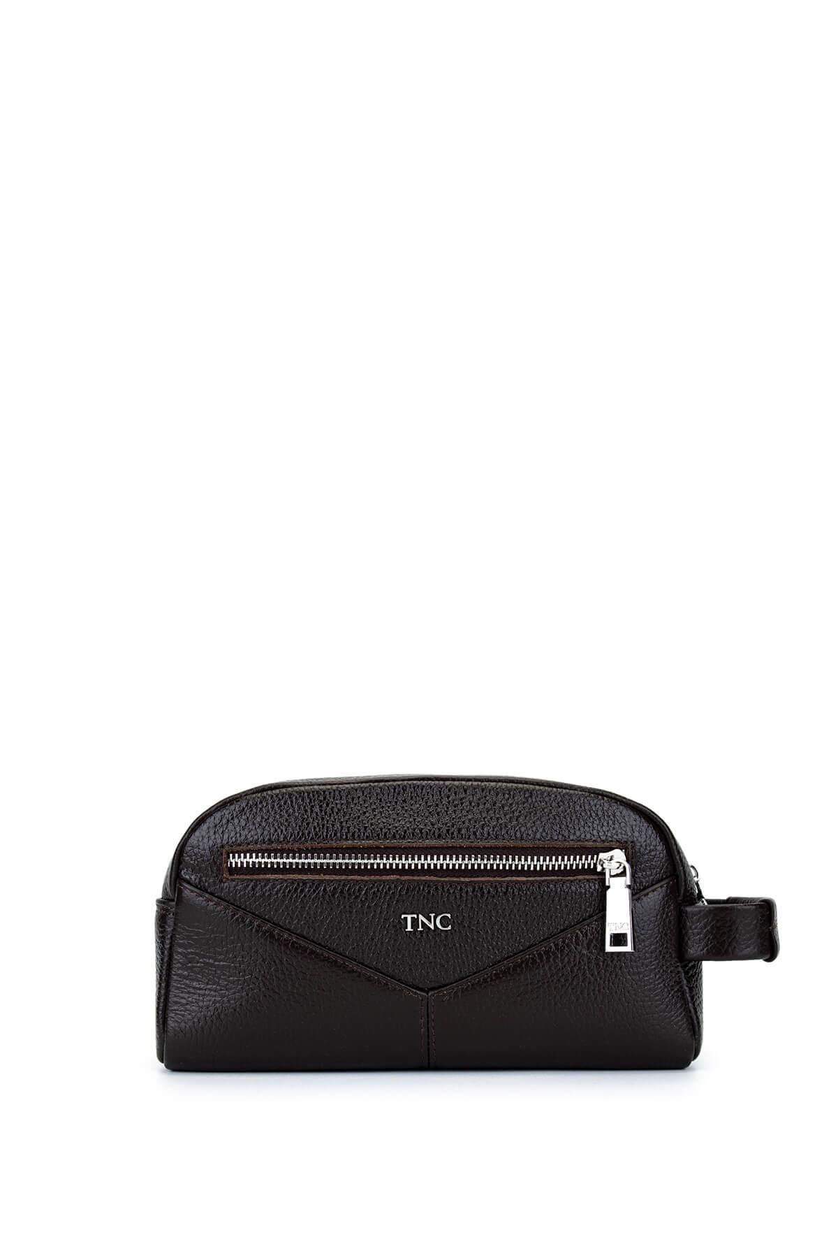 Tamer Tanca Erkek Hakiki Deri Kahverengi Traş Çantası