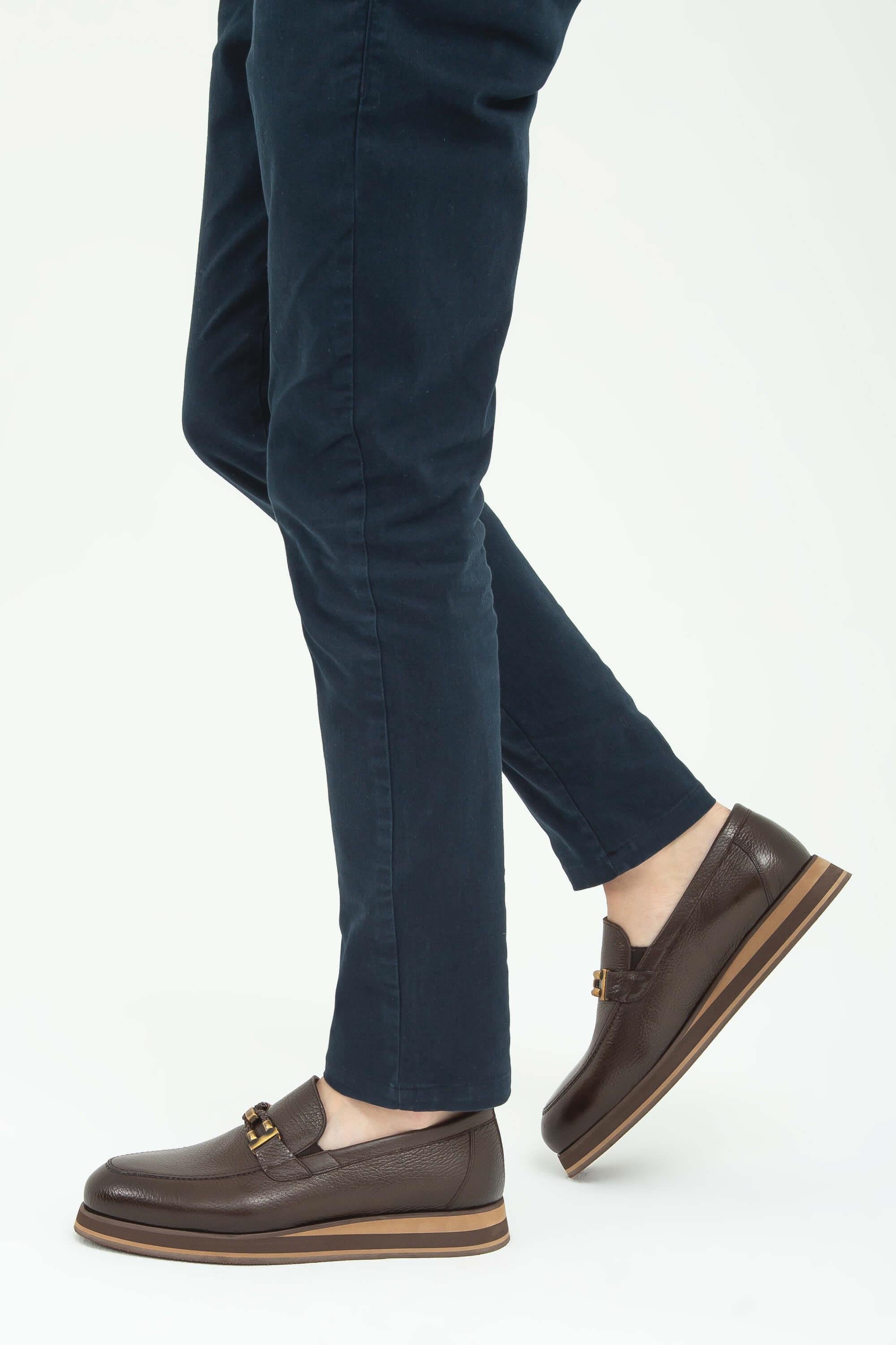 Tamer Tanca Erkek Hakiki Deri Kahverengi Loafer Ayakkabı