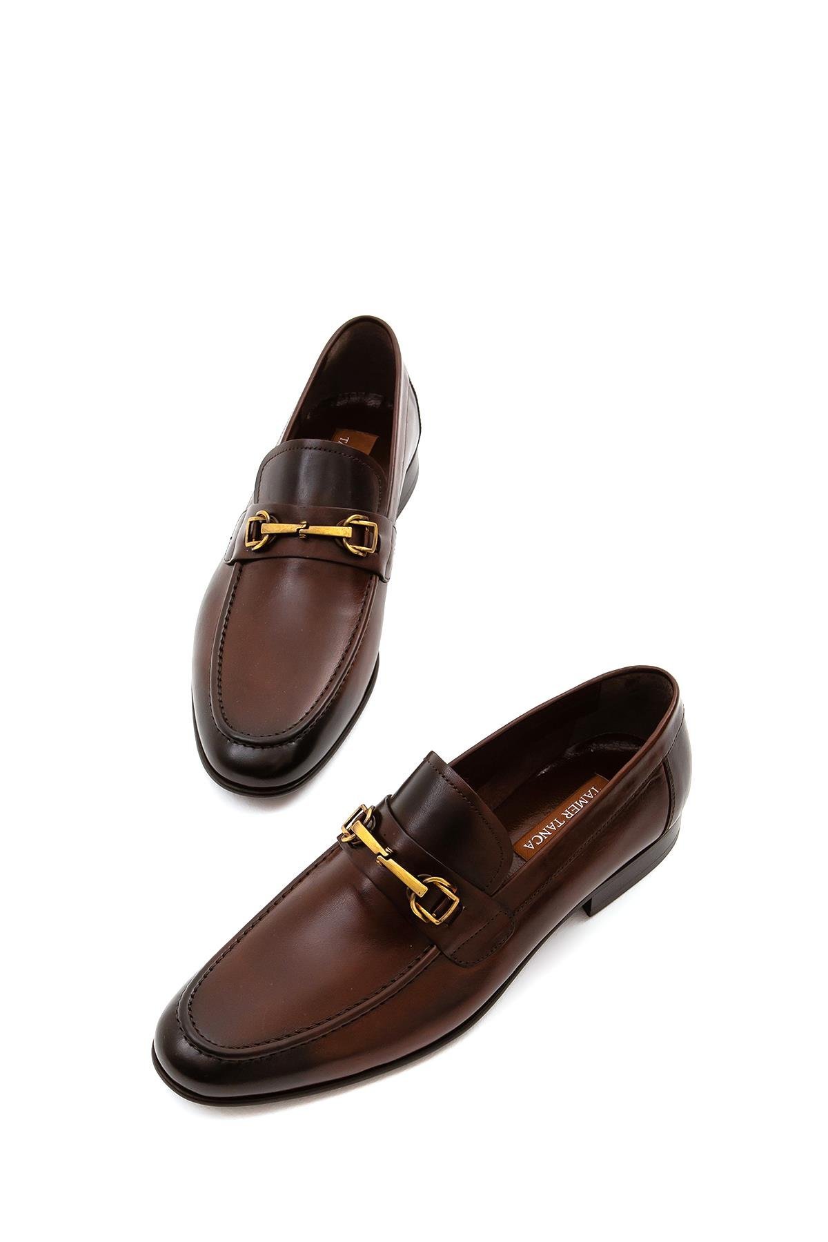 Tamer Tanca Erkek Hakiki Deri Kahverengi Makosen Ayakkabı