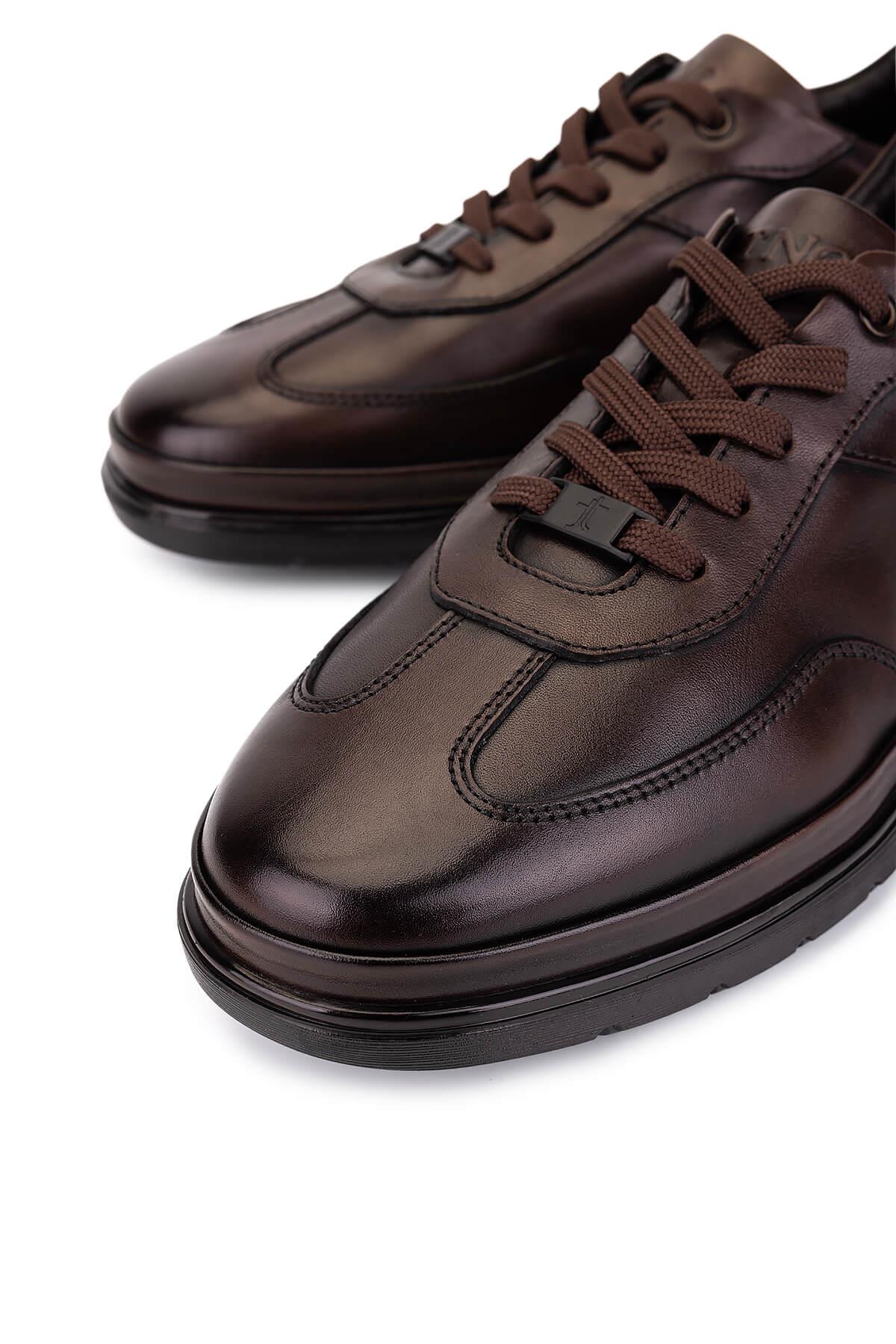 Tamer Tanca Erkek Hakiki Deri Kahverengi Casual Ayakkabı