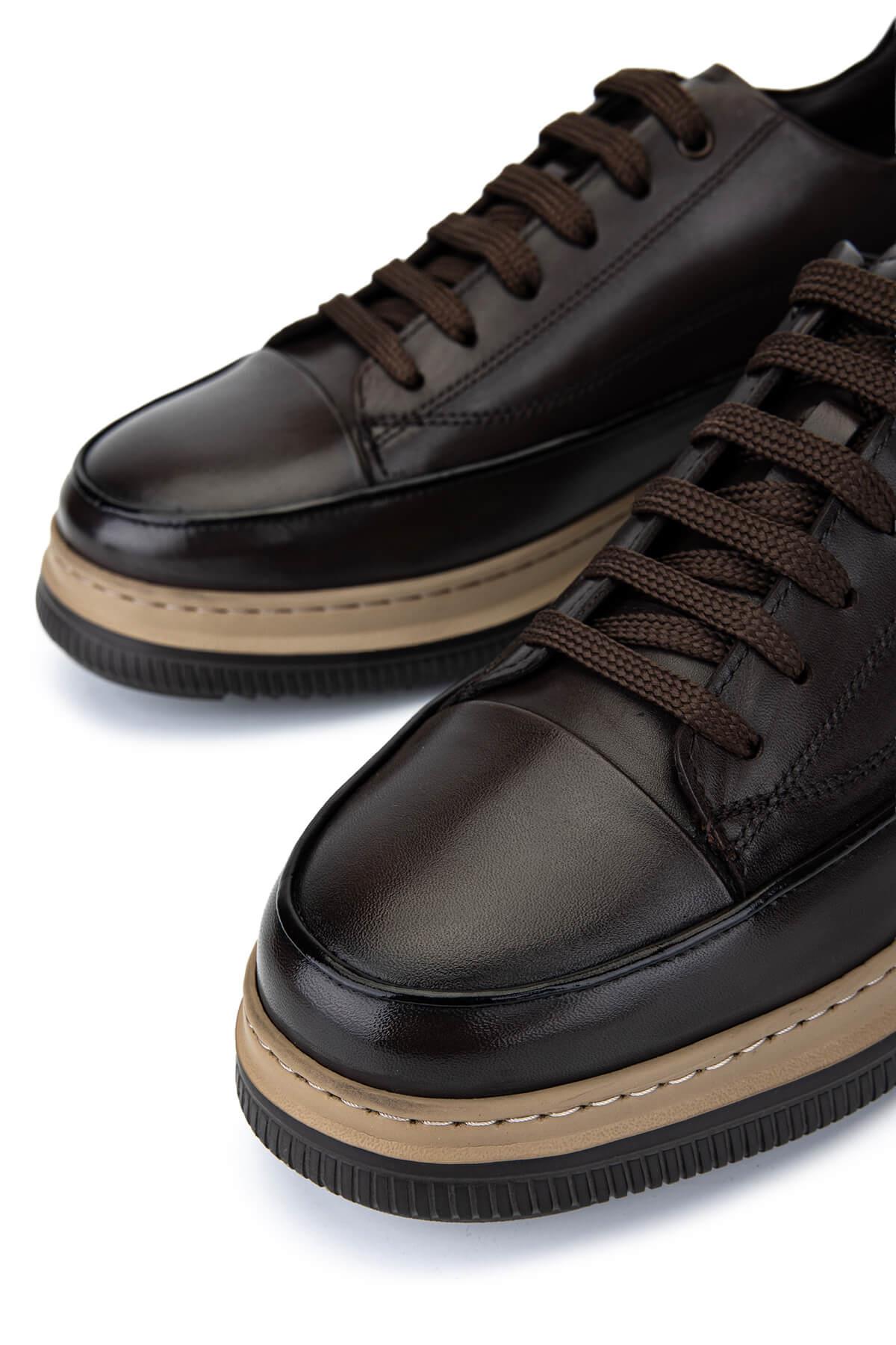 Tamer Tanca Erkek Hakiki Deri Kahverengi Casual Ayakkabı