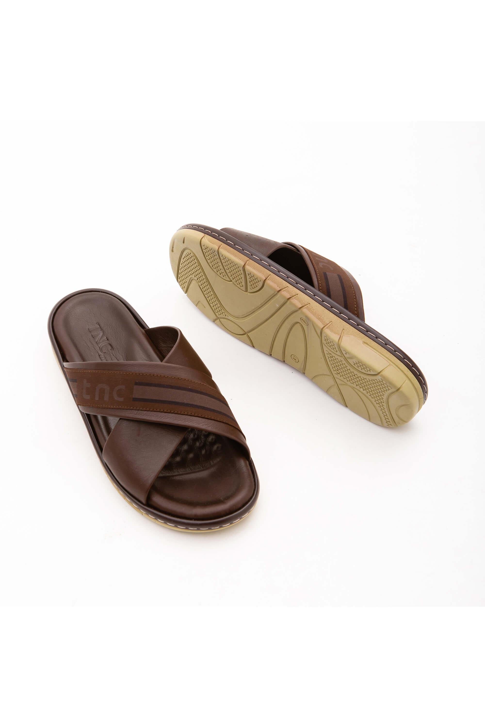 Tamer Tanca Erkek Hakiki Deri Kahverengi Günlük Terlik