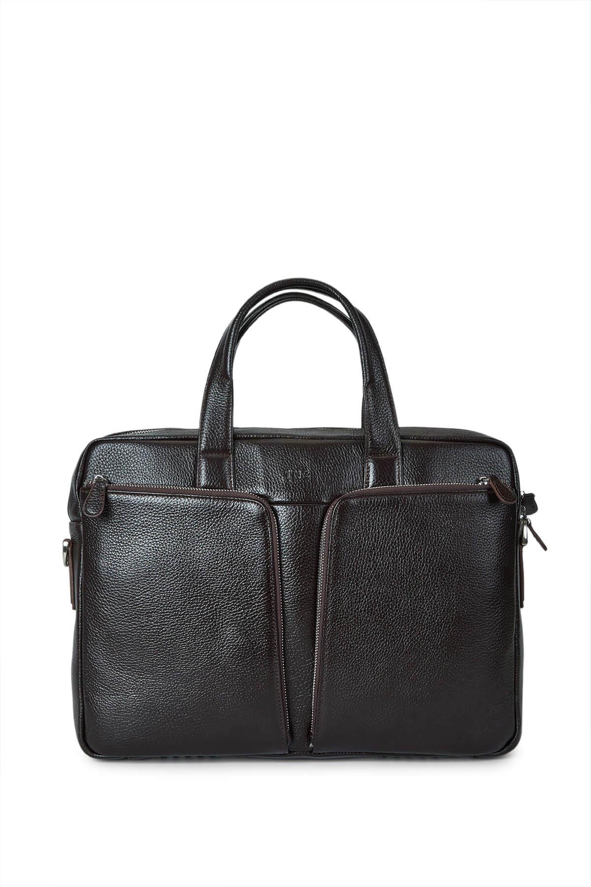 Tamer Tanca Erkek Hakiki Deri Kahverengi Evrak Çantası