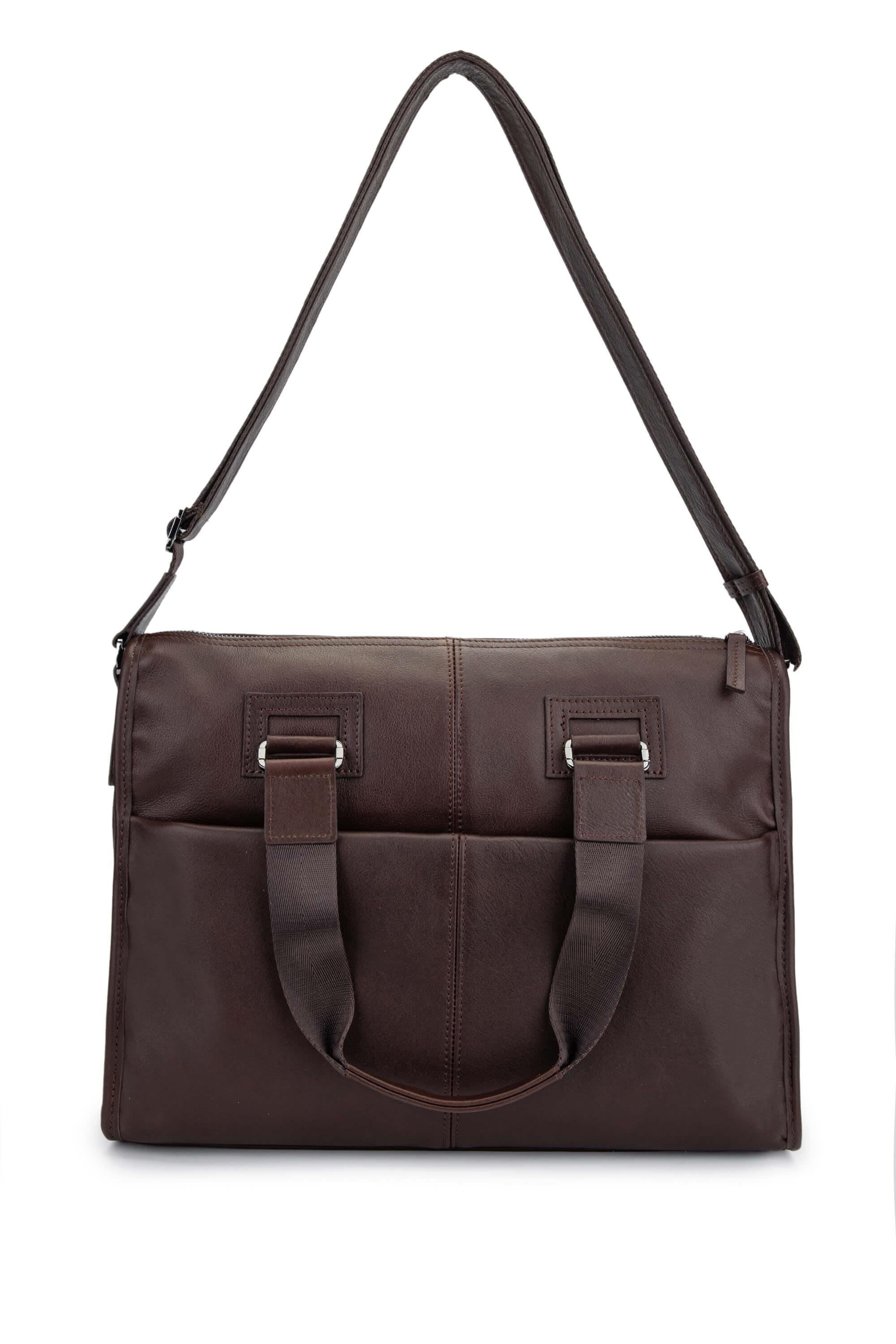 Tamer Tanca Erkek Hakiki Deri Kahverengi Evrak Çantası