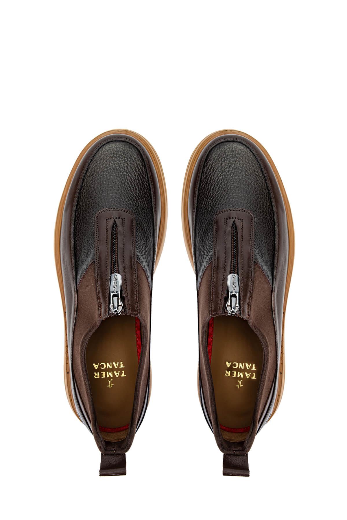 Tamer Tanca Erkek Hakiki Deri Kahverengi Casual Ayakkabı